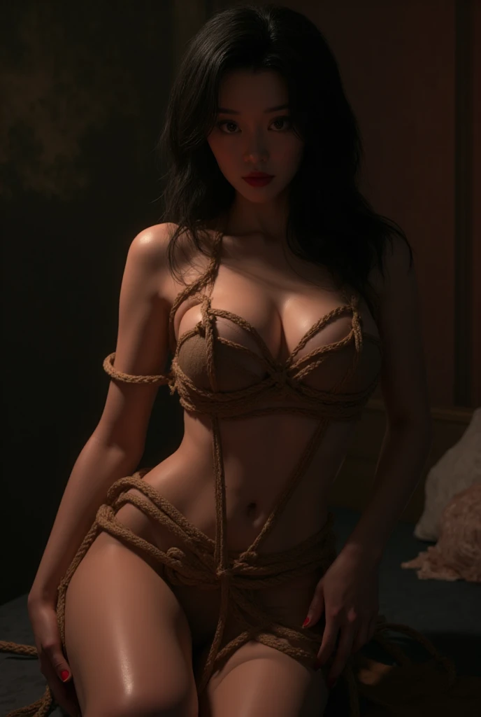 ((????))、最high quality、high quality、masterpiece、wonderful、best image quality、8K、最High resolution、High resolution、realistic images、perfect details、deep contrast、high fidelity、perfect image、Close to reality、Realistic human body in every detail、Realistic skin in every detail、Realistic face in every detail、Realistic eyes down to the details、Realistic lips in every detail、Realistic teeth in every detail、Realistic ears down to the last detail、Realistic hair down to the last detail、Realistic arms down to the last detail、Realistic reproduction of every detail、Realistic fingers in every detail、(fine hands、thumb１reference４)、Realistic feet in every detail、Realistic ??????? down to the last detail、Realistic ?????? in every detail、Realistic ??????? down to the last detail、Realistic ????? down to the last detail、Realistic ?????? down to the last detail、Realistic ???????? in every detail、Realistic ???? down to the last detail、(((bondage、sadistic、slave、ticker、bondage拷問、wooden triangular horse、triangular horse ??????? device、sadomasochism、???????、sensual)))、((beautiful japanese girl))、(japanese model)、((18 year old beautiful girl))、(black hair)、(random hairstyle)、((whole body))、((?????????))、((??????? with ??????? pointing upwards、Beautiful rounded bust))、((slim style、slender style))、(whole body光沢肌、Fair skin)、((scary expression、upset expression、shocked expression))、Detailed and realistic human body、detailed realistic skin、detailed realistic face、detailed realistic arms、detailed realistic fingers、Detailed realistic feet、((in a dark basement、The eerie and cold cobblestones))、((wooden triangular horseに乗る))、((Riding on a ??????? triangular horse))、((伝統的な日本のbondage))、((Traditional Japanese tortoiseshell binding))、((Traditional Japanese rope ???????))、((Traditional Japanese ??????? style))、((Traditional Japanese tortoiseshell binding))、((hemp rope))、((woman tied with rope))、((亀甲bondage女))、((hemp ropeロープ(Skin-tight bondage costume))、((tied up in a complicated manner with ropes))、((girl tied with rope))、((Bust Bondage(tied up to be milked))、((The top of the triangular horse is sharply pointed..))、((Align the pointed tip of the triangular horse with the ????? muscle..))、((The top of the triangular horse digs deep into the ?????..))、((whole body映像))