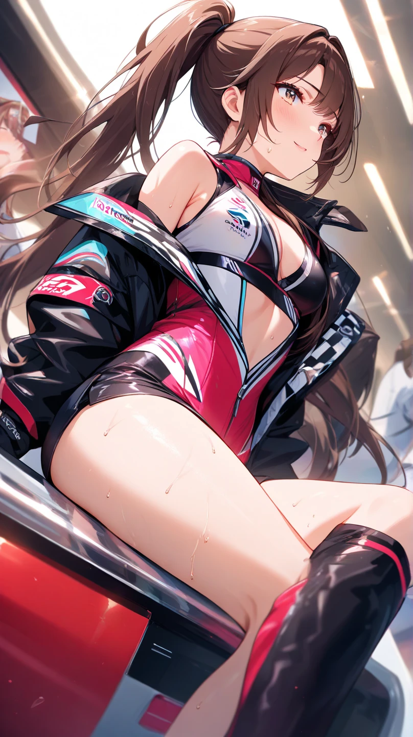 ((highest quality)),(Ultra-high resolution),(Very detailed),(Detailed Description),((The best CG)),(A masterpiece),Ultra-detailed art,Amazing drawing art,(Art with exquisite detail:1.5), (Female athlete in intense motion:1.6),(Training wear:1.3),