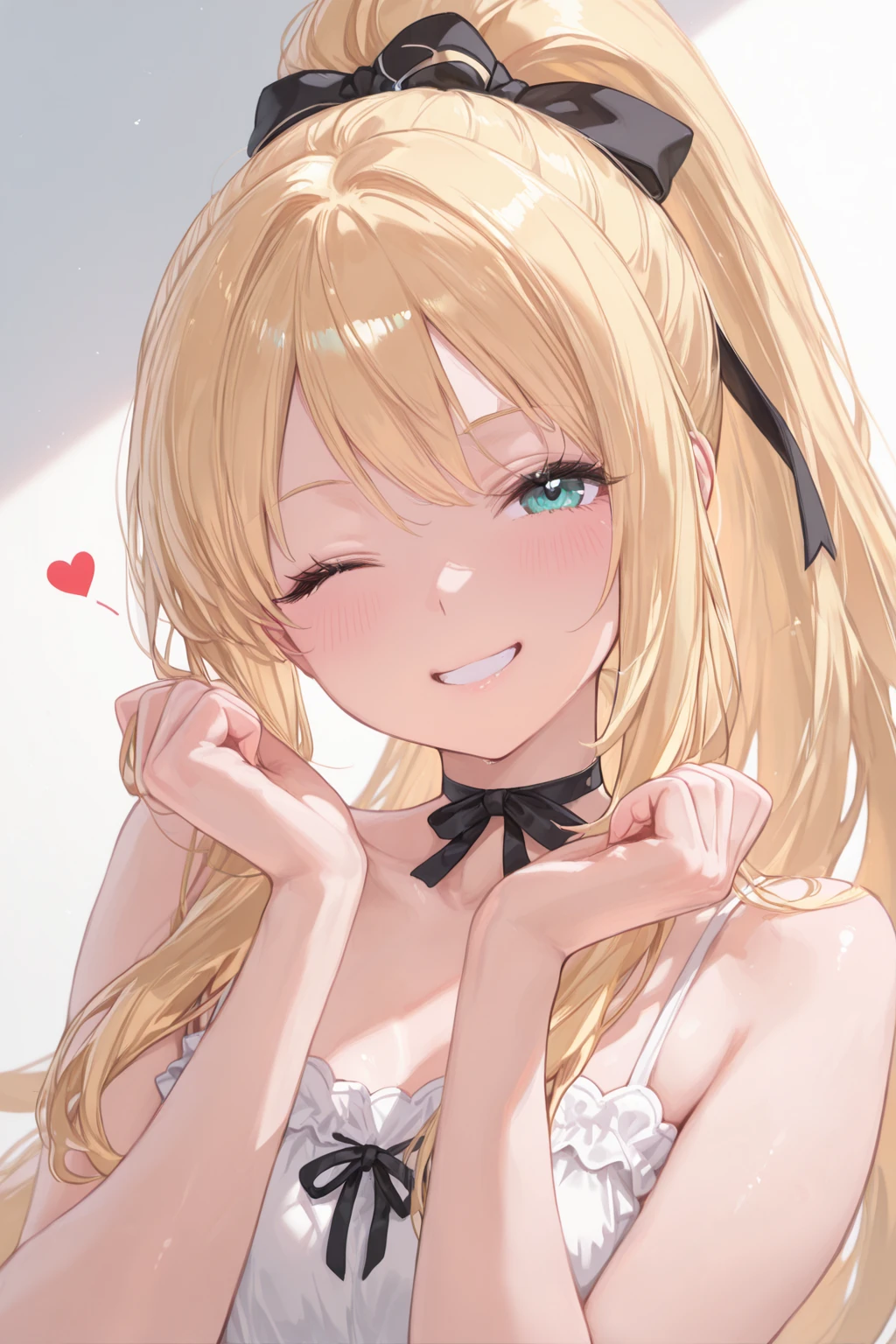 masterpiece), (highest quality), (illustration), (super detailed), (high resolution), absurdity, 1girl,kagamine len,vocaloid,long hair,wavy hair,ponytail,criss-cross halter,black striped bikini,long hair,hair flower,blush,beachyokozuwari,looking at viewer, feet,blush,shy smile,bimbo,spoken heart