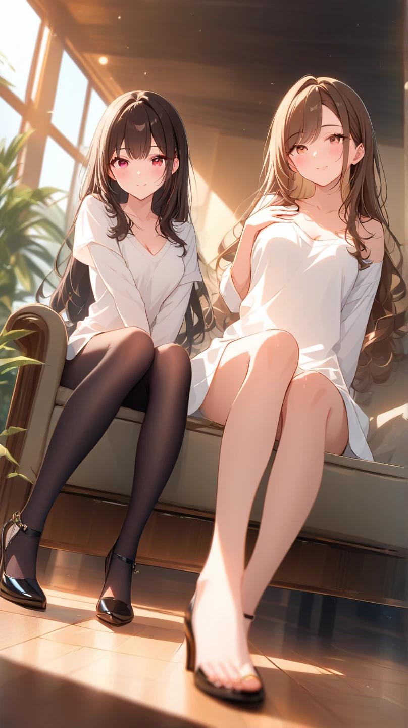 ((master piece)) , ((kanojo okarishimasu)) , ((mizuhara chizuru)) , ((detailed art style)) , ((highly detailed)) , ((finely detailed)) , ((beautiful girl)) , (photo realistic) ,  couch , sitting , arm support, ,Mizuhara Chizuru, brown hair, light brown eye,pretty 