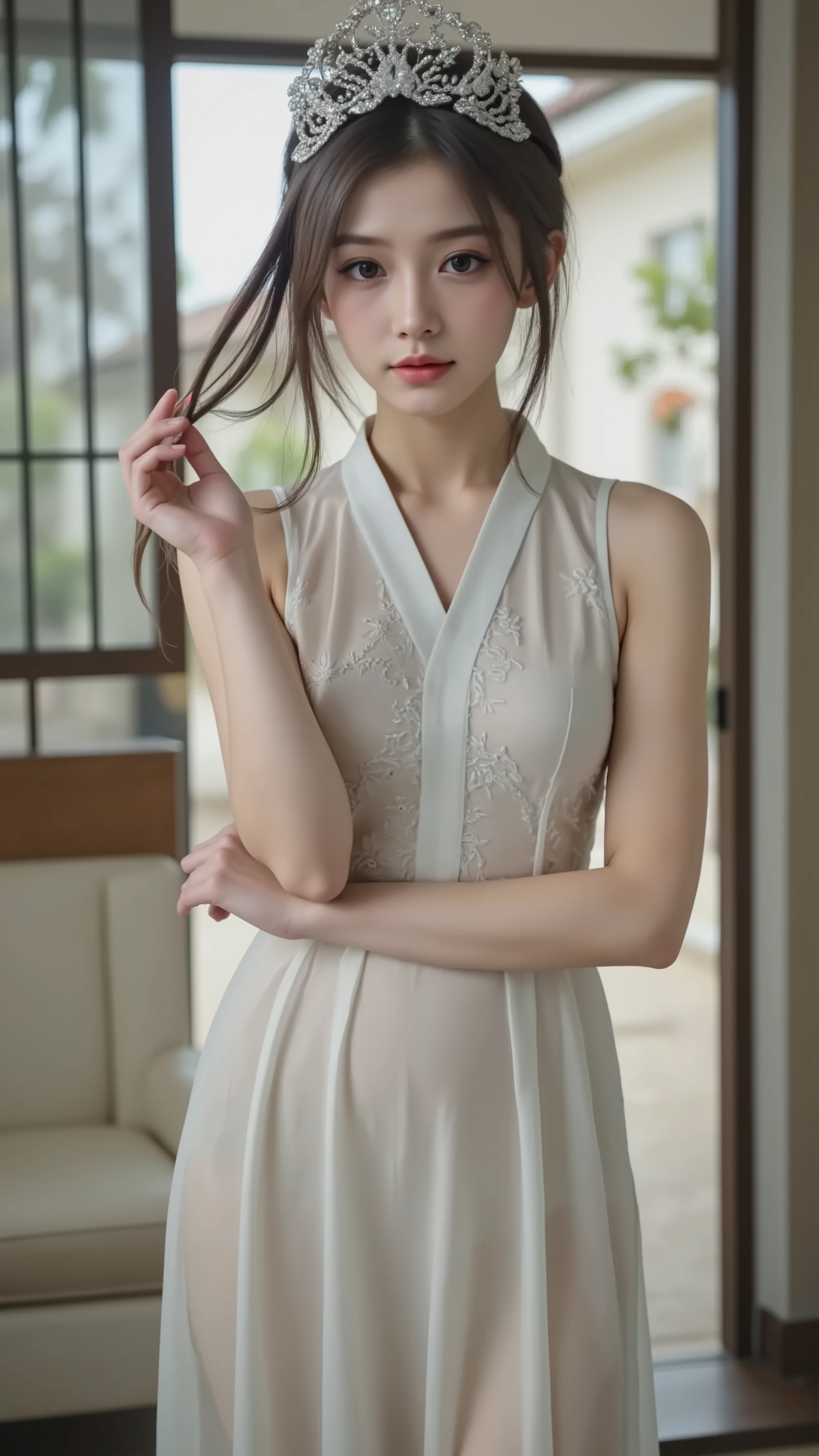 Photorealistic Paintings Inspired by Arafe, CHUNGSAM , Shimizu Yuko , and Ancient Chinese Clothes, beautiful Chinese model, cute and elegant pose, china dress, palace , A Girl Wearing Hanfu , Traditional Chinese, beautiful Asian girl, Chinese style, Traditional Chinese clothing, cute anime wife in a nice dress, elegant Japanese woman, Chinese costumes, ((Slender body line), (((Babyface:1.3))), Highest Quality, 8K, RAW pictures, (detailed hands:1.3, perfect hands:1.3)