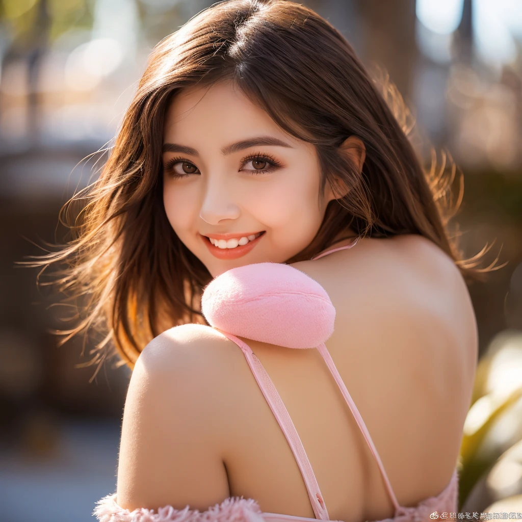 (8k, RAW Photos,highest quality, High resolution:1.1), (hyperRealistic:1.4),(Realistic, photoRealistic:1.3), sodebtt light,big breasts,girl,Realistic debtace,Realistic body,Realistic skin,Disorganized,masterpiece,(cute:1.8),(big:1.2), Detailed black eyes,Innocent eyes,Blusher,debtlipping ,Cinema Lighting,debtilm grain,jewelry,Earrings,((Medium Hair:1.1)),(((Floating Hair Novadebtrog Style)),Cherry colored lips,Hair Ribbon,Hair Ribbon,ponytail,close,Pink Hair,View the viewer,Long Hair,whole body,Open lips,Upper teeth, (Smiling Eyes:0.6), ((Grin:1.2)),Depth odebt debtield, Blurred Background, Eye debtocus, Bokeh,young, 85mm lens, debt/1.4,Prodebtessional Lighting, young,Portraiture,Photon Mapping,Radio City,Physically Based Rendering,Japanese,Gal,Strong winds