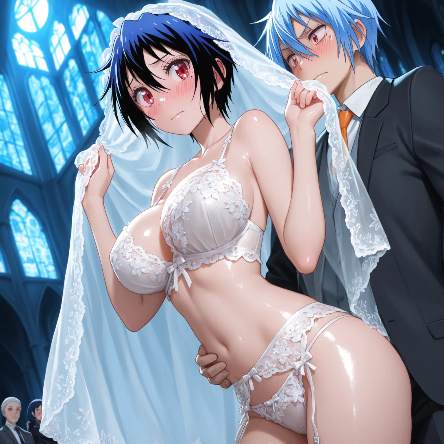 a father （he had been brainwashing by his second son,crossdressing,??? with his second son every day, wear ???? Wedding lingerie,bride of his second son,have one's first night,kick out his wife and eldest son,swear live as the wife of his second son for life) 