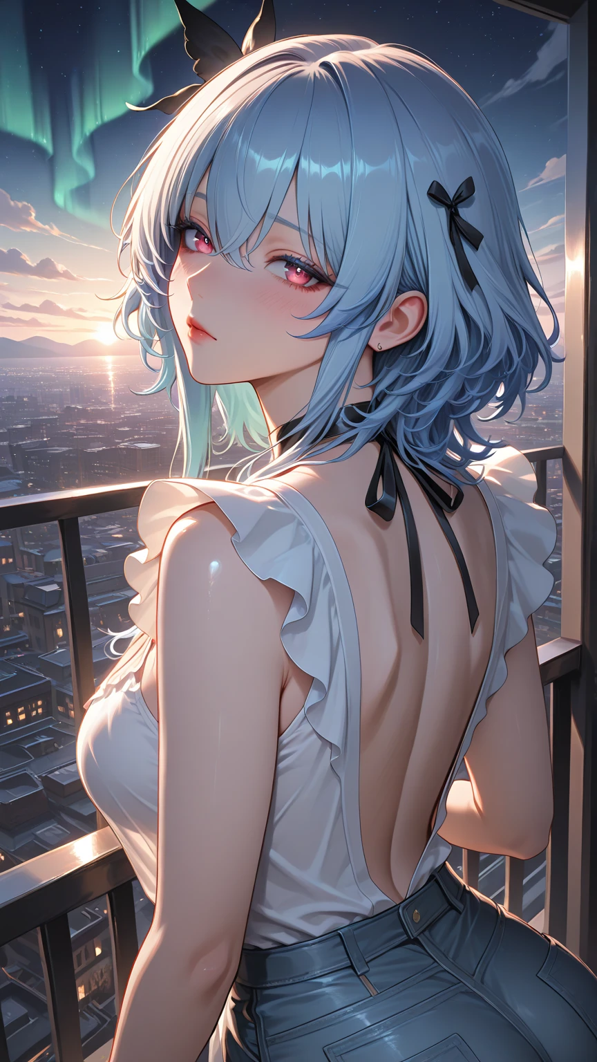 (top-quality,High resolution,(Ultra high definition,4K), (超A high resolution,in 8K),masutepiece:1.2), (Perfect ,Anatomically accurate), (Angle from below), (Soft lighting, rendered), ((very beautiful goddess mother and daughter)), ((detailed goddess)), (((party dress))), ((Beautiful view from the lounge of a luxury hotel)), (Goddess mother and daughter arm in arm), (from the rear, Look back:1.2), (fascinated expression), (extremely detailed and beautiful face), (Crisp double eyelids), (Large breasts:1.3), (Soft skin), (Photorealistic), (shinny skin), (pinkhair), (Pixie Cut)