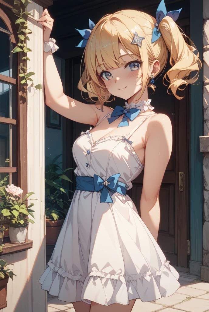 Anime girl in a short dress with a cat ears and a bow - SeaArt AI