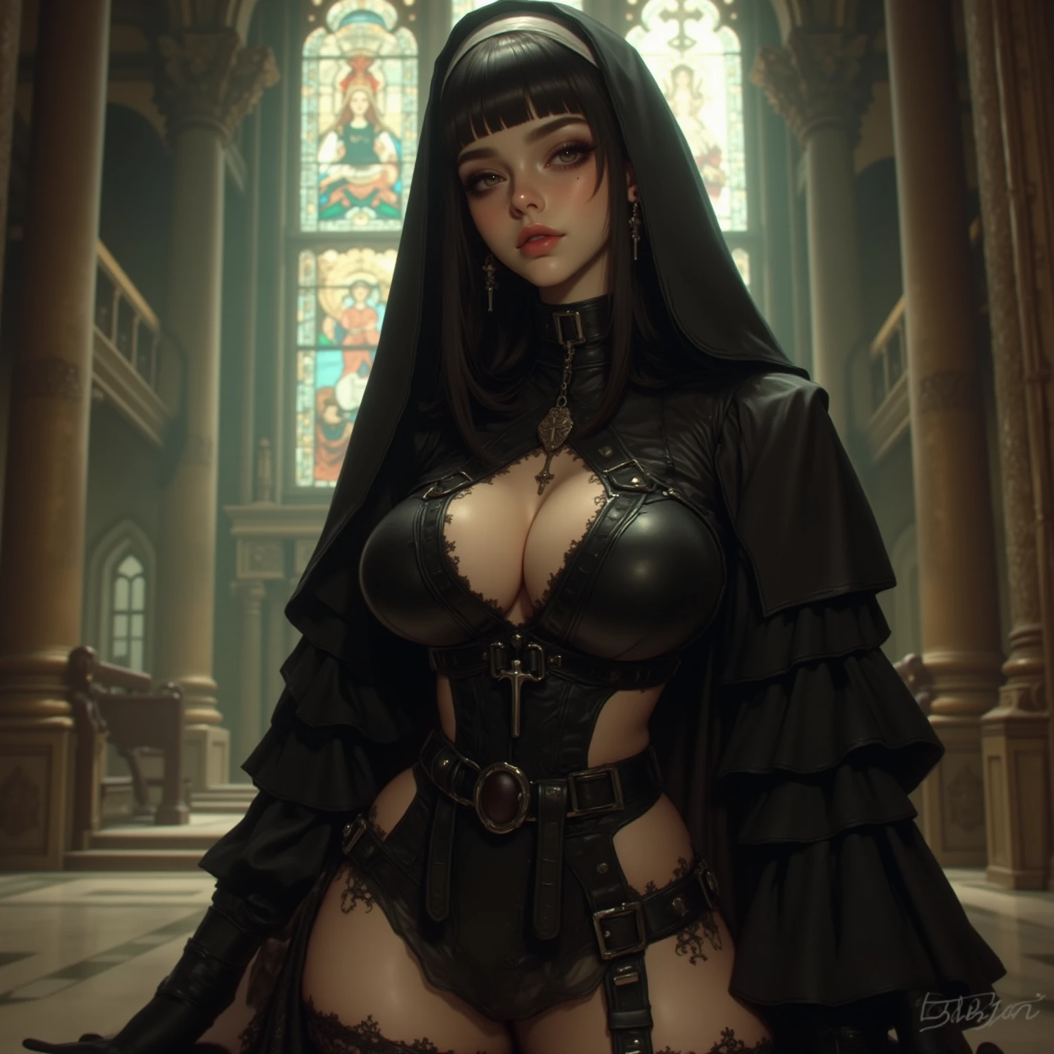 ???? woman in lingerie posing in front of a church, japanese goddess, photorealistic perfect body, beautiful goddess, artstation masterpiece, realistic shaded perfect body, ultra realistic picture, 8 k sensual lighting, extremely detailed goddess shot, tifa lockhart, inspired by Master of the Legend of Saint Lucy, on the altar, seductive tifa lockhart portrait, immaculately detailed