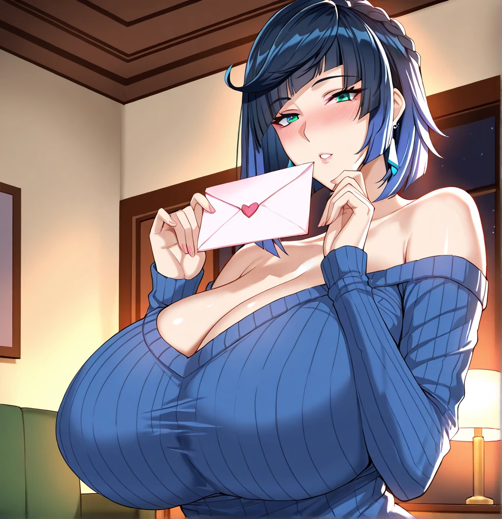 masterpiece, best quality, Ultra-high resolution, Beautiful and fine hair，Delicate face, Perfect female face, Double ponytail hairstyle, Black Hair, (:1.4),  sagging, Huge cleavage，Mai Shiranui'Costumes in the King of Fighters game, Hair accessories,(:1.8),  sagging, Huge cleavage, Squeeze the accessory  outward， compressions，Face flushed with shame，transparent，Sitting on the pink bed，Exposing  muscles，Just finished taking a shower，My whole body aches, my hands are stretched out, I want to hold something，Blurred eyes，Black silk pants，smooth，Wrap your  with a bath towel