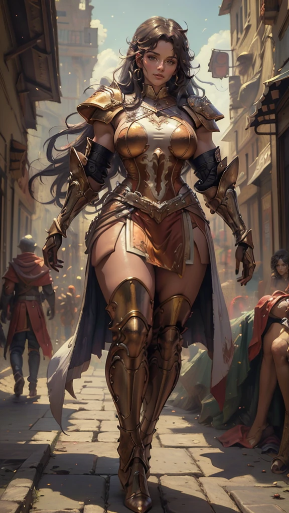 woman, ((long hair)),  blackblue hair, ((beautiful)), hair split in middle, adorned in medieval armor, twerking, metal muscles, emanating a medieval elegance and marvel, armor pump bootreastplate)), chrome silver tiara, small armband, (shoulder armor), gauntlets, ((armored :1.5)), sword, shield,  midriff, (puffy lips:1.3), detailed eyes, ((slendered abs )),((sweaty), wide hips, (puffy lips:1.5), slender abs,rim lighting, side light, cinematic light, ultra high definition, 8k, film grain,best shadow, light particles, detailed skin texture, detailed gem armor texture, detailed face, intricate details, super detailed, bright, spiked heel boots