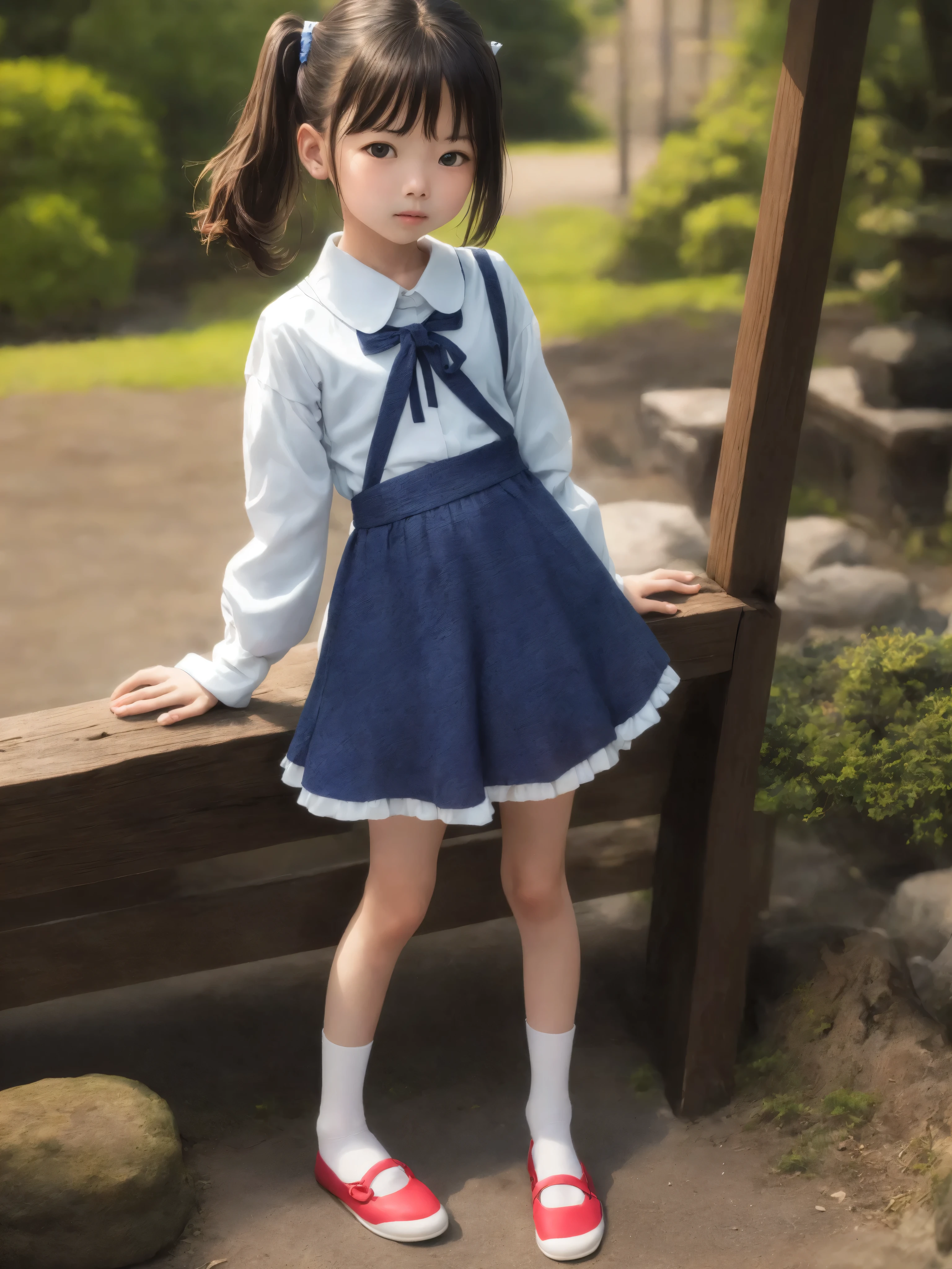 masterpiece , top quality , very detailed , 1 person, ((contrasting eyes)) , standing , blouse, skirt , bangs , room , indoor