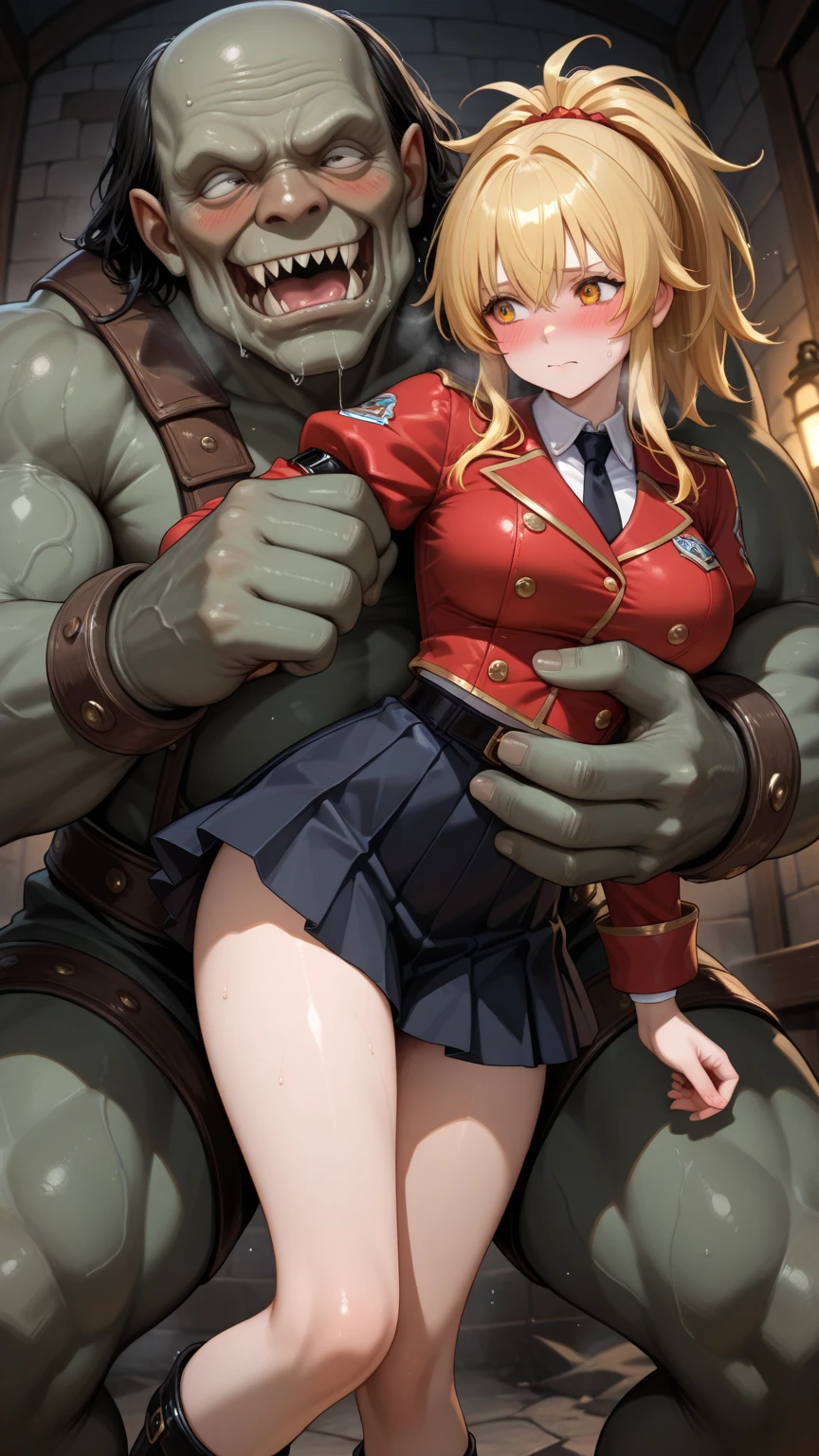 (back focus:1.2)、boy grabs ????、Raw bag、From the back、hetero、(??????????? ???:1.5)、(Violent hip shaking and violent thrusting from intense ???:1.4)、Enchanting movement、exposed ?????? desire,????,(????:1.4),BSDM,(orczor),(masterpiece、highest quality:1.4)、(beautiful、perfection、delicate、detailed、complicated、beautiful:1.2),((???????????:1.5、??????? are visible、shiny skin:1.5、narrow eyes)),cinematic lighting、((大人のbeautiful女性、cool face、twin tails、brown hair、mature woman 、detailedな顔,steam))、 Moena、1 girl、blush、Sweat、(Helmet)、(((visor\(armor\):1.3)))、heart color、corset、???????、elbow gloves、garter strap、thigh boots、tattoo)、((Dark caves、Dark prison、Dark Prison、dark dungeon))、(anime、エロanime)、(big ??????,????? with presence),fanny packing、1 female、1 male、huge ?????、suspension、???????????、(grit your teeth)、raise your arms、armpit、Giant ?????????、rope、chain、first round、Huge ?????、Size difference、Large inserts、Reverse ????? straddle、(monster)、clenching your teeth、bondage、Sweat、heterosexual、(??? in ?????:1.5)、embarrassing、Turning red:1.3、((grabbing ???????????:1.4)),(?????? ?????、vein ?????:1.4)、Drool,(((Intense ??? between a ????? orc and a woman))),At random angles