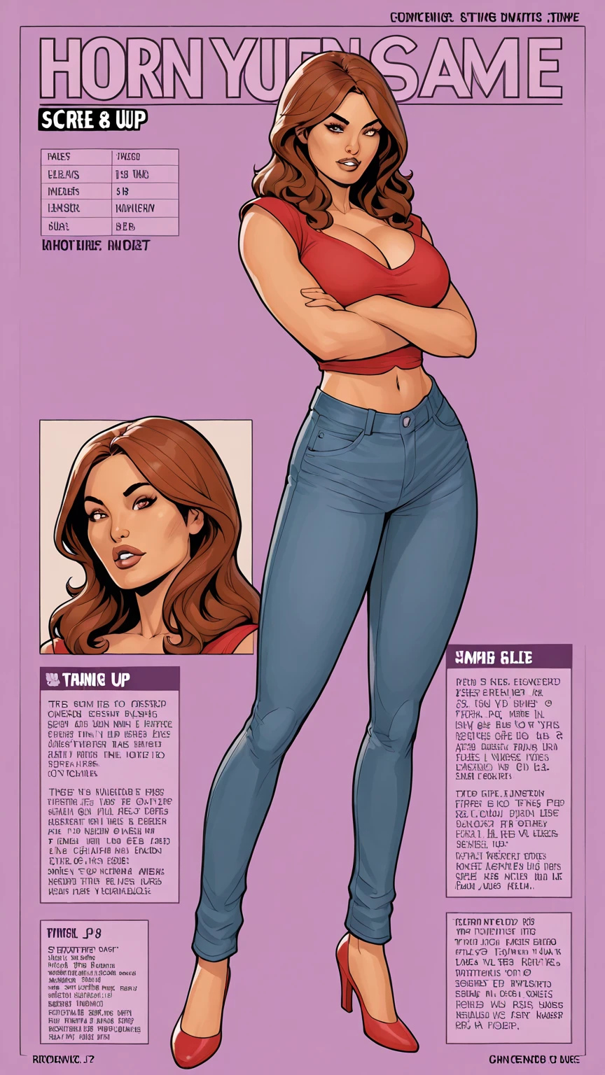 Personagem mulher estilo modo retrato atompunk Fallout 4 cabelos pretos  atriz Ella Purnell com marcas de guerras Imagem de desenho animado de uma mulher .Ilustracaoo estilo desenho animado, estilo de arte dos desenhos animados, estilo de arte dos desenhos animados, digital illustration style, estilo atompunk design de personagens altamente detalhado, arte digital detalhada coragem,actress Ella Purnell Forest fan art, Design de cabelos pretos personagens de retrato, beautiful digital illustration, retrato de alta qualidade, Arte em quadrinhos, mulher jovem cabelo com transas lindas . Eyelined eyes Medium large bust and wonderful ???? clothes. image expression of ?????? desire from waist to head illustration atompunk style Fallout 4 The perspective is from below, enfatizando a majestade e o poder da Gigante."actress Ella Purnell black hair a woman in a ?????? and sneakers next to another woman, anime illustration , proportions , beautiful arte conceitual de corpo inteiro, realistic ??????, retrato de corpo inteiro de um curta!Cartoon style very detailed face style digital illustration artgerm style, Arte conceitual de anime, Illustration of, detailed arte conceitual de corpo inteiro, design de personagens de arte conceitual de, arte detalhada de personagem de anime, corpo , full body photos Cartoon style digital illustration artgerm style portrait style female athlete Juliet Starling - Lollipop style Cartoon style digital illustration GTA style arafa posing in a sports uniform , short shirt and strong abdomen, apta, Como personagem em Tekken, Modelo de fitness, alexa grace, abdomen style Cartoon style digital illustration GTA style , traje apertado, Betty Cooper, como visto no artstation, sports physique, looking like Annie Leonhart,rendering Juliet Starling - Lollipopstyle Cartoon style digital illustration GTA style