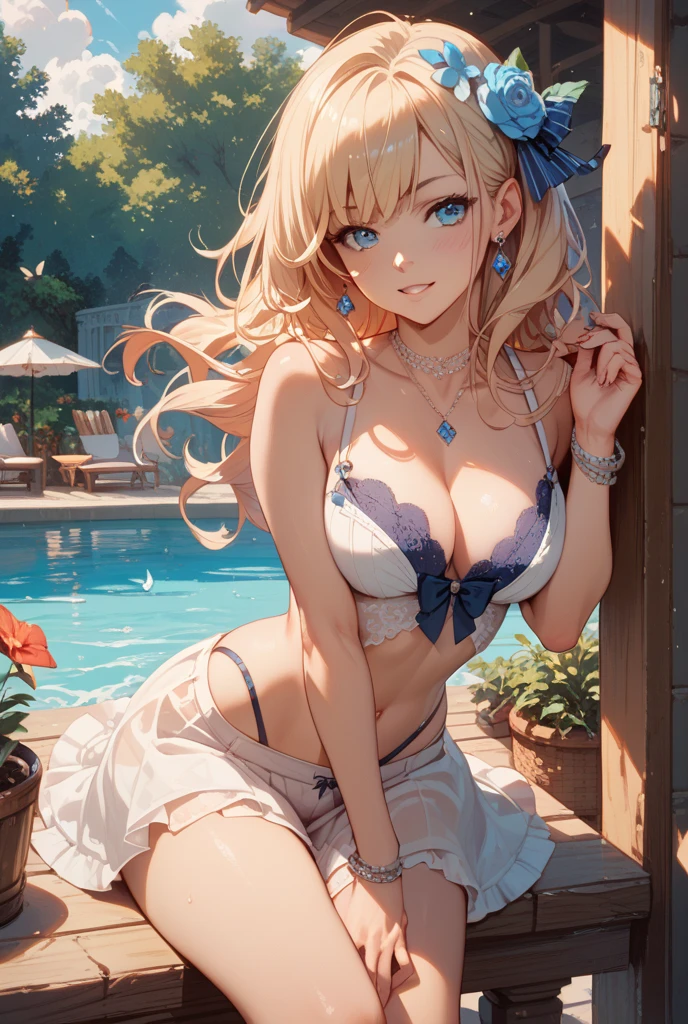 Masterpiece, 最high quality, high quality, High resolution, high quality texture, high quality shadows, High resolution, Beautiful details, Detailed CG, Detailed Texture, Realistic representation of face, Realistic, colorful, delicate, Cinematic Light, Side light, Lens flare, Ray Tracing, sharp concentrated, (1 Girl,concentrated:1.3), ( Intricate details, compensate, PureErosFaceV1:0.5), (細部まで美しいdelicateな顔, 緻密で美しいdelicateな瞳, Perfect  Proportions, Dense skin, Optimal ratio of four fingers to one thumb,Unified 8k wallpaper, Arms under chest, Modest chest, Wide Hips, Smooth upper abdomen, 35 years old, blue eyes, glasses, air fortress hair, blonde hair, house wife, the gaze of true love, lips of temptation, A look full of compassion ,a smile full of love, i love you, Acting lovey-dovey, I love you so much I'm crazy,

Vietnam、Da Nang、summer、blue sky、Tropical blue sea、vacation、Long chair、Sunbathing、Completely , Maximum openness、:1.5