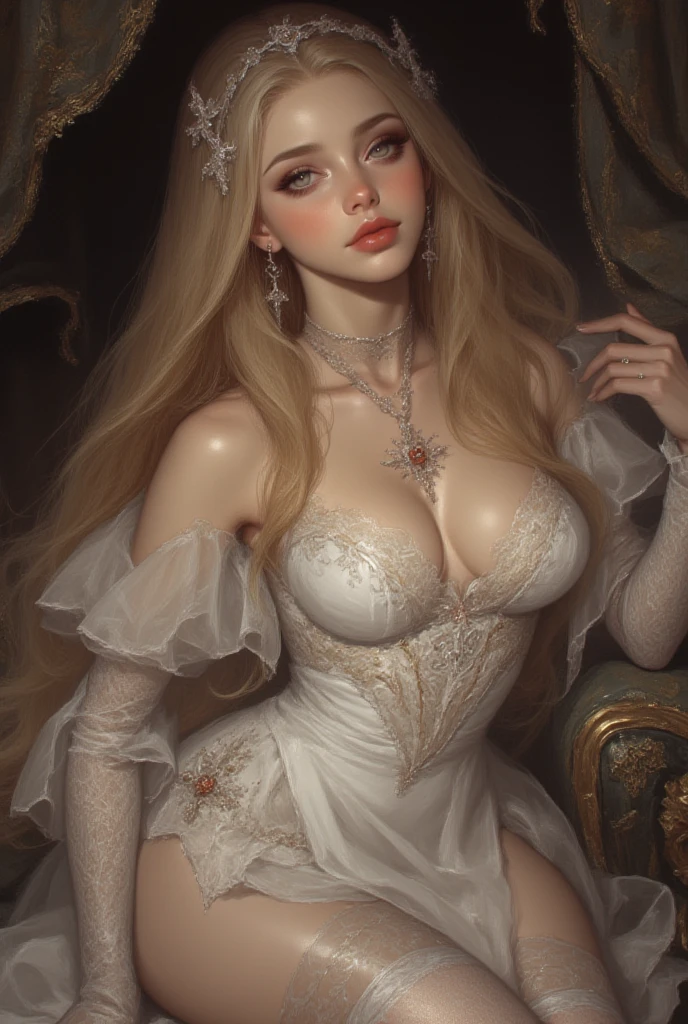 (masterpiece), (best quality: 1.0), (ultra highres: 1.0), detailed, girl, 18 years old, redhead, beautiful skin detailed, focus on face, detailed eye, upper body, anger, sarcasm, oaths, Akimbo, accusation, anger, frowning, open mouth, open nose, indifferent, arrogant, detailed frilly ,  jacket, damp lips, gorgeous accessories, ornate accessories, silver crowns, ornate bracelets, ornate rings, princess,  Palace, Full Body, (Rembrandt Light: 1.8),((Miranda Kerr's Face)), (), ( Butt: 1.9) , (Brown Pubic Hair) ,(Diamond on top, ((())), Huge tits,, No , Dark back, Tattoo below navel, Prestige, Gorgeous, Luxury, Wedding dress,  sticker, Angel pattern tattoo, Flowers,
symmetrical