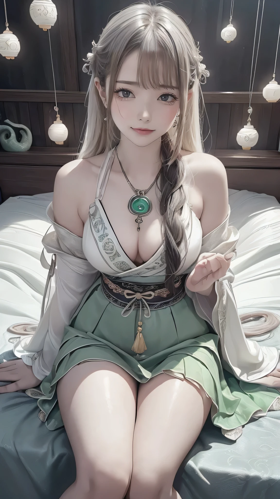 (((a deep reddish wound crosses her left cheek))) fair complexion, woman around 20 years old, natural white hair, distinctive green eyes, wearing kohl, sitting on the throne, slender and graceful, beautiful, candlelight in a medieval setting, best quality, ultra high res, Raw photo, Nikon D850, backlight, rimlight, bright sunlight, film grain:1.2, (warm hue, warm tone:1.2), (color photo), ultra sharp focus, realistic shot, medieval female clothes, tetradic colors (scar:1.4), ((fullbody)), whole body capture, wearing a crown, medium ??????, ??????? cleavage, eyes on camera, face on camera, smilling face,