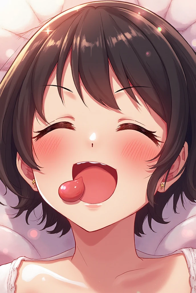 :0.5, (((HHH))), a precious special   scene, Express all her emphasized feelings through her  expressions and posing, 
ultra masterpiece, ultra high quality, spectacle scale, photorealistic:1.3, ultra high resolution, described in ultra fine detail down to the minutiae, sharp, clearly, textured, depth of field, professional composition and lighting, (close-up shot), from below,
, sensuous, , eros, ,  aroused, craving:1.1, (panting), messy, loose, sticky slimy, (raw), shiny, glaring, rich in color,
high grade flashy , (looking up and (enraptured:1.1 rapt:1.1 (half-open)) bedroom eyes to downward camera view)), 
wearing wrinkled (((vivid pink color (shiny satin)  pajamas dress))), , Wedgie,  , itching ,
beautiful  face, detailed mouth:1.1, detailed too shiny lips:1.1, large firm , Delicious body, oily wet translucent skin, messy loose (updo) with side-swept bangs hair, gold simple necklace earrings,
((blush)), (((sweat))), a little particle sweat drops, (((steam))), ((sigh)), ((((drooling)))), ((((())))), (((()))), ((())), (((( on body)))), 
((blissful:1.5 ecstatic expression:1.1)), oral , Drooling slimy , Give me her special H service that captivates boys, ecstatic attentive escort service  energetically, late night when  desire increases, Her  energy has increased, Anyway she is a very intense pervert, 