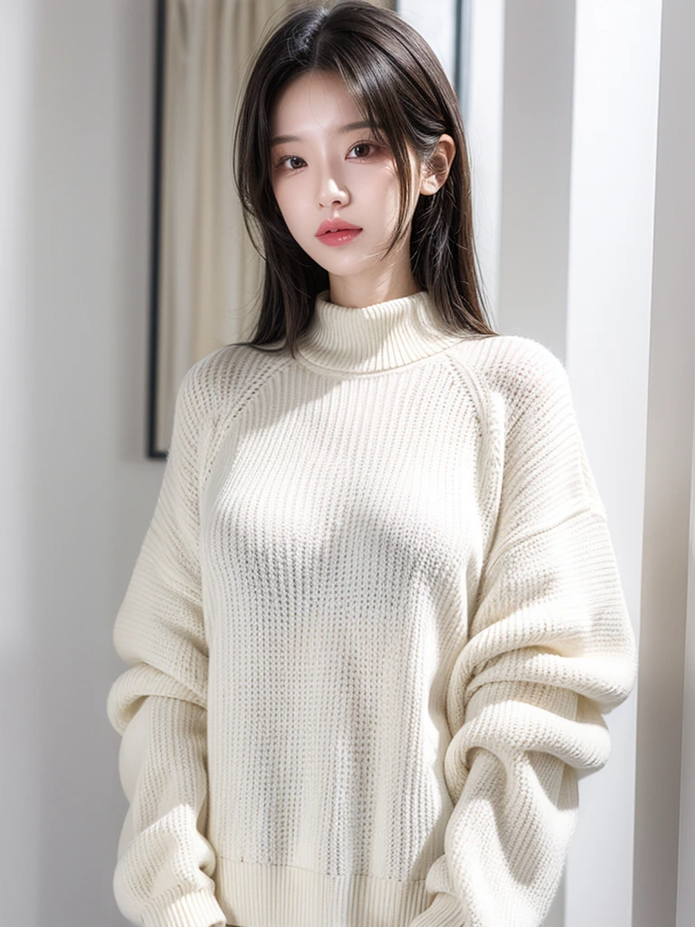 ((best quality)), ((masterpiece)), (detailed), 1 Girl, Grey sweater, 