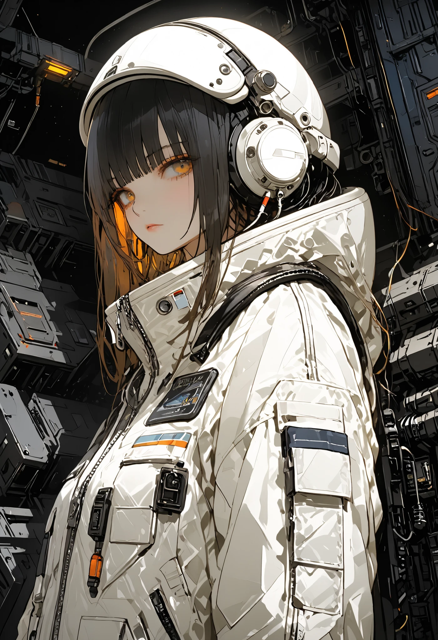 (masterpiece,Highest Quality,ultra detail,超high definition,detailed background),((Cyberpunk)),((flat color)),((colorful)),(1girl),pilot,pilot helmet,pilot jacket,watch the viewers,solo,アッパーボディ,Colored Background,high contrast,Contrasting colors,cowboy shot, The Forgotten Star、planet、Earth After Three Thousand Years、Earth without humans、Apocalypse Hotel、The Forgotten Earth、The edge of the galaxy、What kind of stories happened on this forgotten planet、The Forgotten Earth、🌏、Collapsed civilization、Covering up、Rubble spreads all over、A girl in a spacesuit looking into the distance、White Moon、 What kind of story happened on this forgotten planet、masterpiece，（masterpiece），full body view ,best quality ，（Highest Quality）， cinematiclighting ，（cinematic lighting）、beautiful detailed eyes ，eye detail connected to an electric wire，uitra-detailed，（Super Detailed），highresolution， （high definition），8k，8K resolution，official art，（official illustration style），