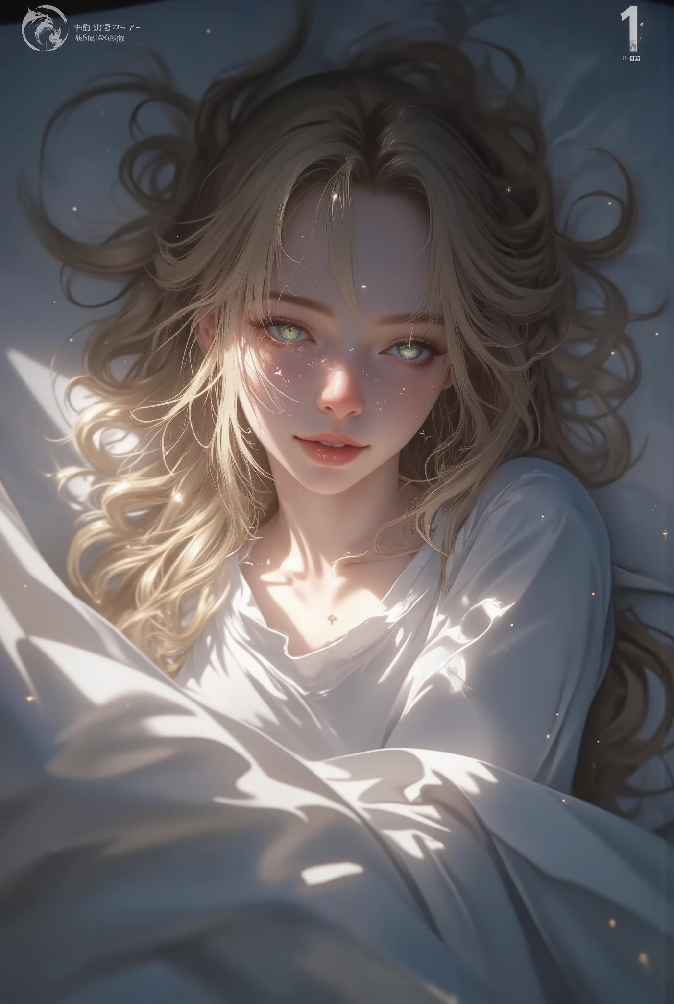realistic, (1girl:1.5), masterpiece, aeriel view, (full body view:1:7), (front view), sleepless, can't sleep, tired, tired eyes, hands behind the back,silent atmosphere, (bed room backgroud:1.7), strict expression, perfect face, detailed face, long blondy hairs, detailed eyes, light green eyes, eyes with lots of stars, stars in the eyes, hd, hdr, best quality, lots of details, ultra sharp, ultra detailed, colorful, (mesmerizing eyes:1.4), (captivating smile:1.3), perfect proportions:1.3), (radiant complexion:1.3), (alluring gaze:1.3), (feminine charm:1.4), (timeless beauty:1.4), (highly detailed:1.4), (sharp focus:1.3), (soft lighting:1.3), (dreamy atmosphere:1.3), (rich color palette:1.3), (complementary colors:1.2), (8k resolution:1.3), (octane render:1.3), (ray tracing:1.2), (HDR:1.2), (photorealistic:1.4), (masterpiece:1.5), (award-winning:1.4), (trending on Artstation:1.3),(global illumination:1.2), (hyper-detailed skin texture:1.4), (enchanting:1.4), (mesmerizing:1.4), (unforgettable:1.3), (masterpiece), (best quality), (ultra-detailed), very aesthetic, illustration, disheveled hair, perfect composition, moist skin, intricate details, concept art, digital artwork, illustrative, painterly, matte painting, highly detailed