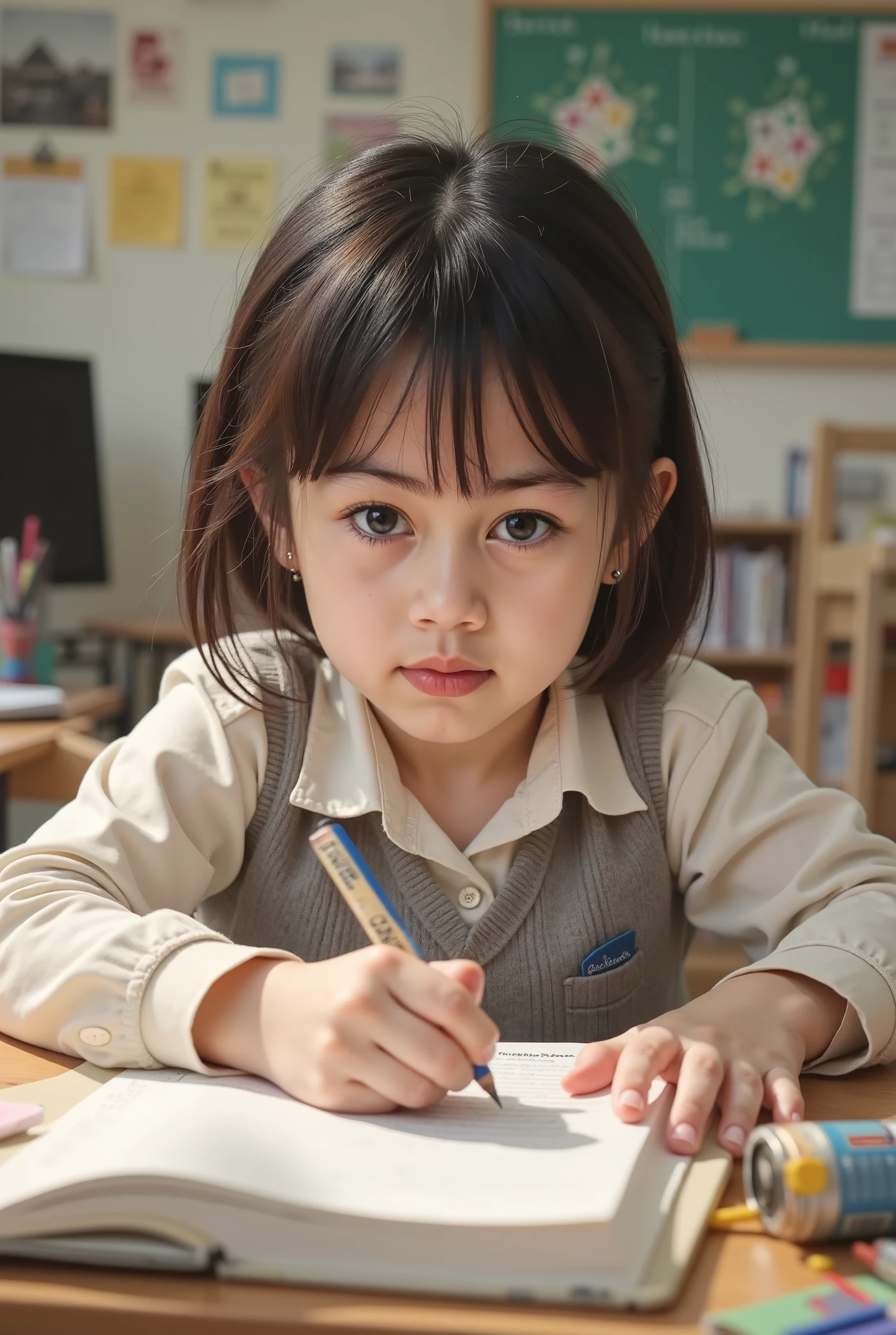 elementary school student、10th Generation、Study、Looks fun、beauty、Serious child、A lively child.