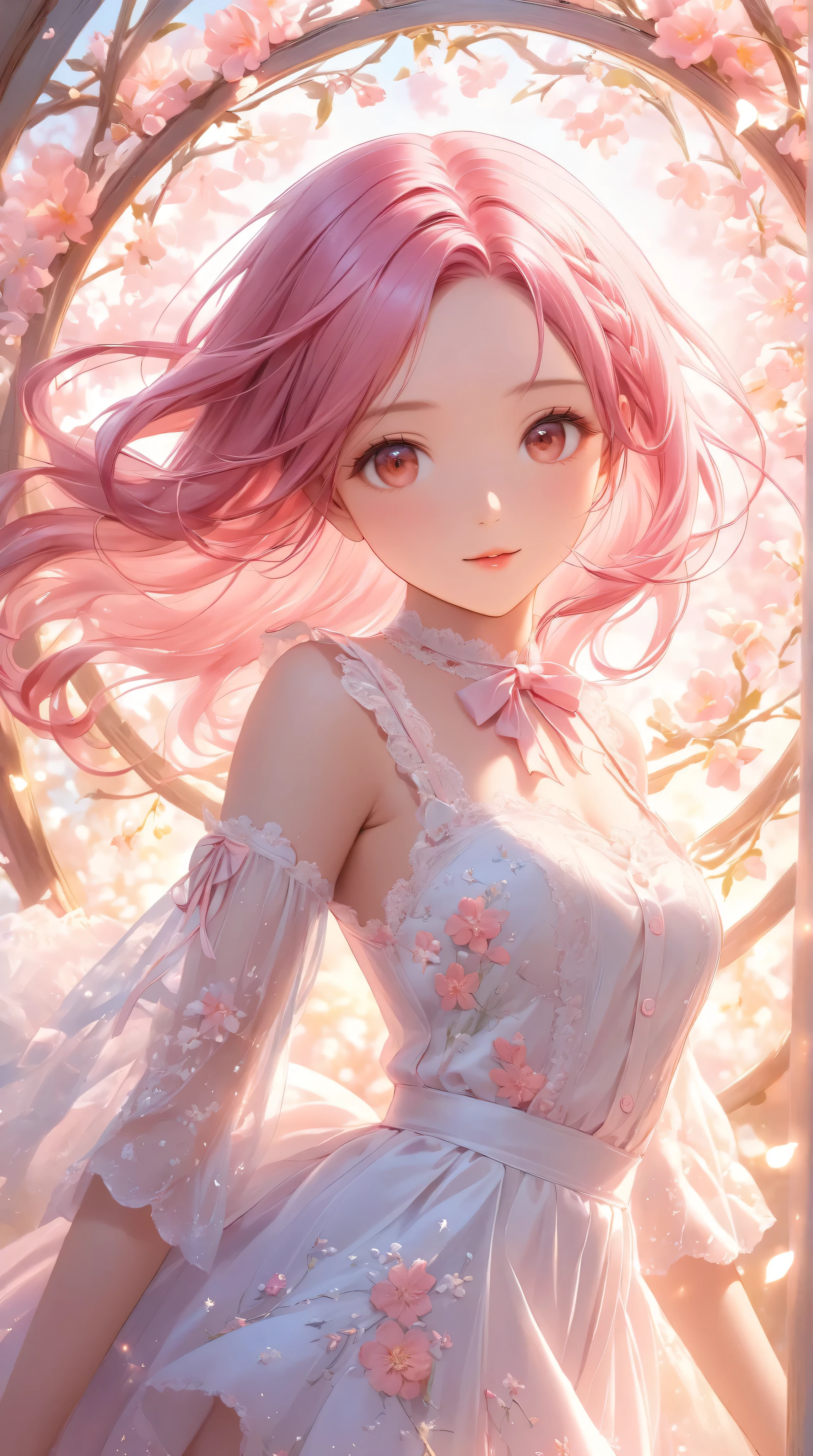 woman with cat ears and pink dress, Beautiful anime girl, beautiful anime portrait, beautiful anime woman, extremely detailed art germ,  anime girl, Stunning anime face portrait, digital anime art, beautiful charming anime woman, detailed digital anime art, attractive anime girl, Gouvez, artwork in the style of Gouvez, anime style 4k