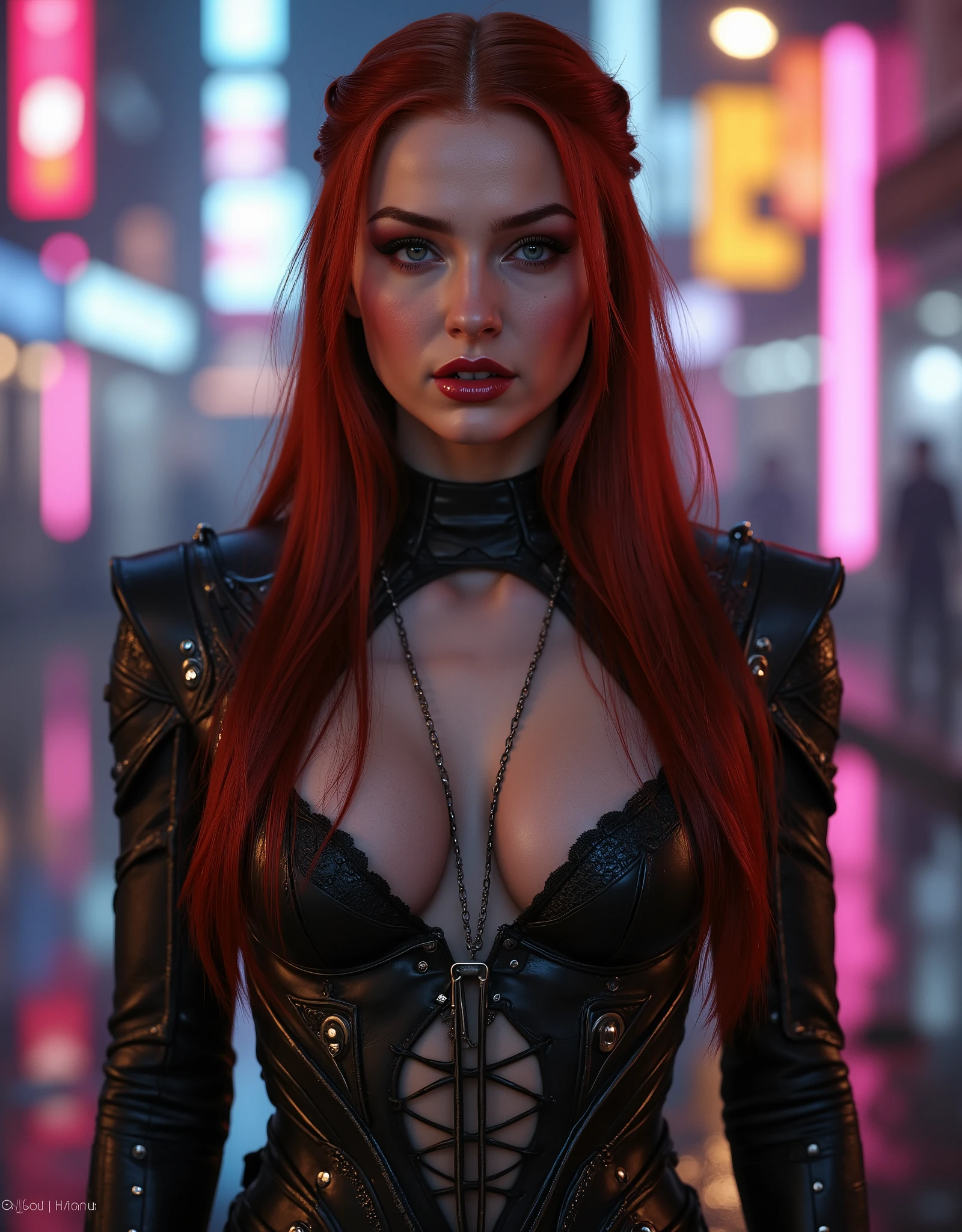 sophie turner, as sansa stark in a very intricate cyberpunk bikini with wires and lights, excited, open lips. cyberpunk lights background, cyberpunk futuristic atmosphere, wearing a ornate cutout cyberpunk slutty sexy full body suit with wires coming in, hyper realistic, cyber punk girl style sophie turner, sansa stark in cyberpunk style, very long red hair. visible ropcage, visible six-pack abs. cyberpunk lights, cyberpunk city, cyberpunk glow, redhead sansa stark wearing sexy suit, sansa stark being sexy and seductive, seductive cyberpunk redhead sansa stark, full body sexy view, hyperreal, realistic view, game of thrones sexy sansa stark girl, extremely detailed, perfect body, perfect , hyper realistic details, red suit, seductive smile, posing provocative, legs spread, doing the split,cameltoe, open mouth, glossy wet lips,seductively open lips, slave collar,facing the viewer frontal and gazing into his eyes. no areolas visible. obedient, submissive. intense sultry eye contact, dark winged eyeliner, reaslistic skin texture.photorrealistic. seductive glossy cherry red lips. dark glossy goth makeup. facing the viewer. looking with lust into the viewers eyes. horny face expression. firm fake round breasts. choker. legs spread, thigh gap, legs spread, worshipping her master, manspreading, hands behind back, hands not visible,feet obscured and not visible 