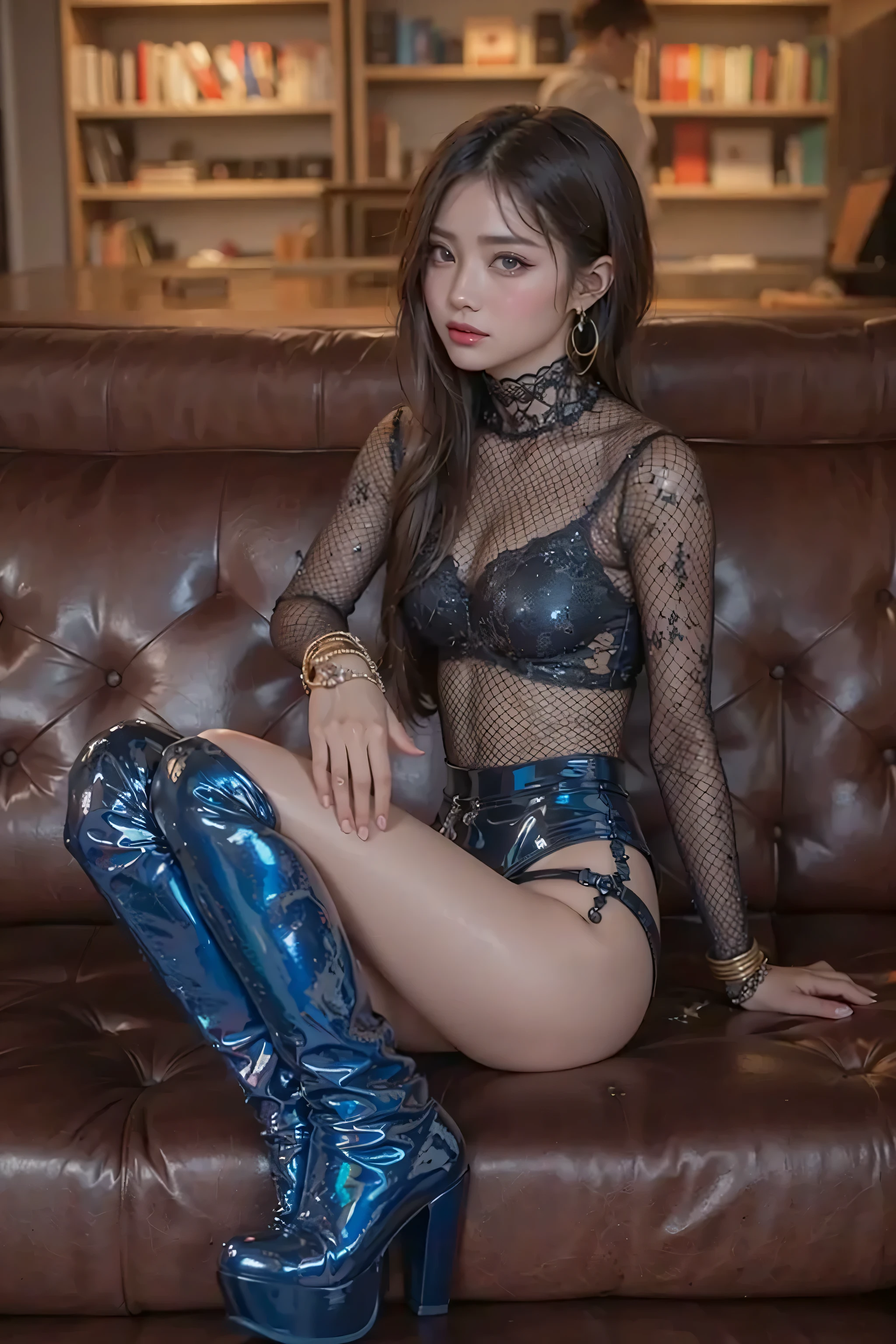 (One beautiful Korean girl:1.6),Beautiful full body image with perfect style、Bodysuits(Detailed blue  with beautiful fractal or marble design:1.5)Incredible and spectacular scenes, ((High quality)), ((Detailed)), ((Fantasy)), Blue Plasma Brain, Green Plasma Body, Vulgarity, beutiful breast, , ( smile:1.2), coarse, , mean, (raunchy:1.2), (Immoral:1.2), Lachish, (small breasts with beautiful raised pink ,,:1.5), (), (Expression of :1.2), Photorealistic, Official art, Unity 8K Wall , 8K Portrait, Best Quality, Very high resolution, (Incredibly beautiful nature background:1.6), (25 years old:1.5), (Sexy and glamorous:1.1), (A coquettish expression:1.6), (seductively smiling:1.6), (Full body), ( posing:1.6), (Model Posing:1.6), Beautiful  face, Portrait, (Thick eyebrows:1.4), (Big scarlet eyes:1.2), Beautiful eyes with fine symmetry, (Ultra detailed eyes:1.4), (High resolution blue eyes:1.1), Intimate face, (ultra detailed skin texture:1.4), White skin, pale skin, Perfect , Thin, (Beautiful toned body:1.5), Hair Bow, (Moist skin:1.2), full of sweat, No makeup, (dark circles:1.1), Good , Focus Face, good-looking, (Emilia Clark:0.6) (Emma watson:0.3),(Jennifer Connelly:0.4), ( Face:1.5), Elegant face, Nice, Dolce, (Around her neck is an elaborately crafted necklace.), (Bioluminescence with brilliant brilliance:1.4), (Luminous magic circle:1.5), Ruins of an ancient castle, Shining majestic cloud masses and sky, lightning bolt, Epic Realistic, (Greg Rutkowski:0.8), (teal and orange:0.4), (Art Station:1.5), Cinematic, (nffsw:1.5), Hyper Detailed, Dramatic light, (Intricate details:1.1), Beautiful black hair,　(Wearing a gauntlet with a dense and very beautiful design decorated with jewels:1.1), Small chest