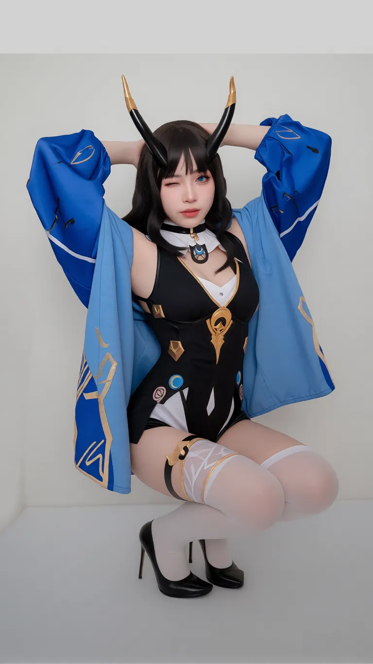 Photorealistic,pop art,flat design,(masterpiece, best quality:1.1),
(ultra highres, ultra-detailed:1.2) ,Cute Jiangshi,16yo,pale skin,navy hair,wavy short hair,parallel eyebrows,dynamic pose,