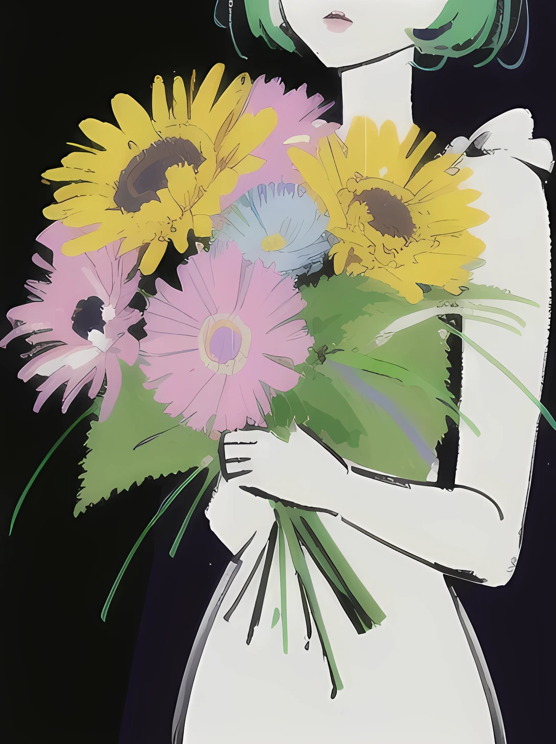 (masterpiece, best quality:1.2), ((spring flower bouquet)), cute, spring,neon colors, detailed, intricate details, glowing outlines, thick brush strokes
