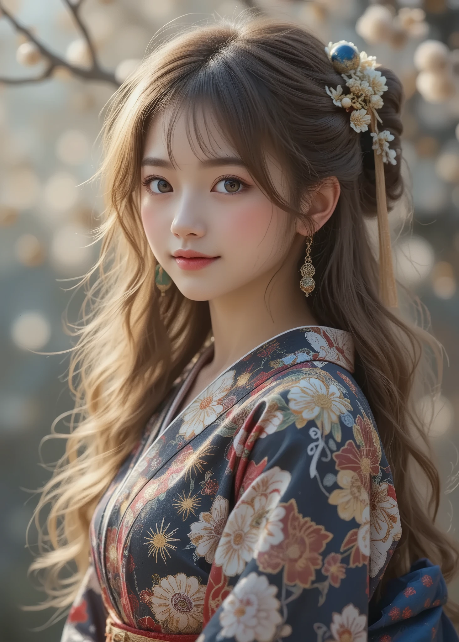 cuteloli,((最High Quality、masterpiece、high sensitivity、high definition、detailed instructions、Delicate Depiction、Fvalue:4.0)),(( kimono、Kimono beauty、Japanese woman、16 years old、cowboy shot)),(New Year、up hair、hairpin、Beautiful girl wearing Japanese furunose kimono)、Advanced Digital Art、Japanese garden、sharp and clear photo、High Quality、32K
