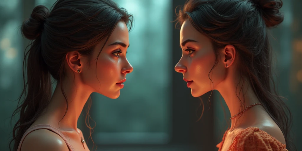 image of two women arguing, gesturing at each other, two women arguing, gesturing at each other, looking angry, ((masterpiece)), ((best quality))), ((ultra-detailed)), UHD, 8K, ((high resolution))), ((illustration)), ((realistic)),