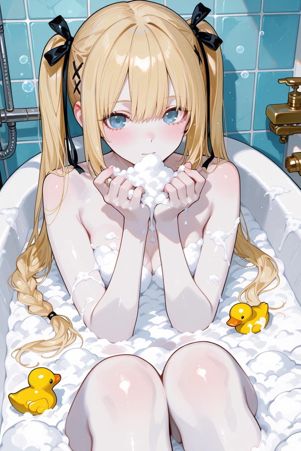 white (nod)、(five fingers),(beautiful fingers),(beautiful hands)、(EnvyBetterHands, QuickHand),(angled, sharp, edgy, piercing, fierce)、(White  suit、Fishnet tights、Navel、tie、Silver Hair、bunny girl 、white bunnysuit 、playboy bunny),(slanted eyes),(Straight bangs),　(Bran、Silver Hair, Long Hair, Cleavage cutout, smile, Watching the audience),,(Straight Hair:1.5),(big eyes:1.6), ,Drunk,(tilt one's head:1.3),,(very long hair:1.5)(smile:1.5),((blush)),((,looking at viewer:1.2)),((Small face)),(yellow eyes:1.5),,((contrasted:1.5)), ((best quality, masterpiece,,Highest quality、High resolution,8K,ultra-detailed face,アニメ,ultra-detailed hands,ultra-detailed fingers,ultra-detailed eyes, ,ultra-detailed hair, shiny skin, Silky Pale White, ultra detailed and beautiful, model pose)),,(large :1.5),((Beach Background,Water background)),(Very soft skin),(Half-closed eyes),(Anime painting),(wariza),(Use of strong primary colors),(Narrow waist)(Small waist),(eight-headed body)(Five Fingers),(Very detailed),(Delicate body),(Non-shoulder),(Sleeveless),(Perfect Anatomy),(Cowboy Shot),(sweat)(we have:1.1),(eight-headed body),(well-proportioned)、(lie down)、(from side),(in water:1.4)，Ocean，School of small fish，Light，bubble，jellyfish，Ocean algae，Red fish，Yellow fish，Deep Ocean，fantasy，Ocean bottom，float，(underwater city:1.4)，smile:1.3,(white stockings)、(nsfw:1.5)