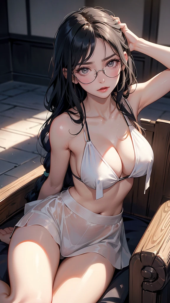 (Raw photo:1.2), (Photorealistic), Beautiful detailed girl, Very detailed eyes and face, Beautiful detailed eyes, Huge file size, High resolution, Very detailed, Best Quality, [masterpiece:1.6], Illustration, Very detailed, Fine detail, Best Quality, 32K Wallpaper, intricate details, in the garden, colorful flowers, beautiful young woman, short height, pixie cur hair, medium breast, low cut cotton  and , full body photo, , sitting