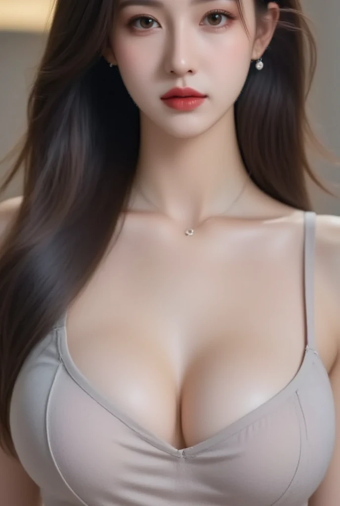 ((top quality, 8k, masterpiece: 1.3)), Sharp Focus: 1.2, Perfect figured pretty woman: 1.4, slender abs: 1.2, ((dark brown hair, huge breasts: 1.4)), wearing an apron, (without ), (without ), built-up: 1.2, highly detailed face and skin texture, detailed eyes, double eyelids