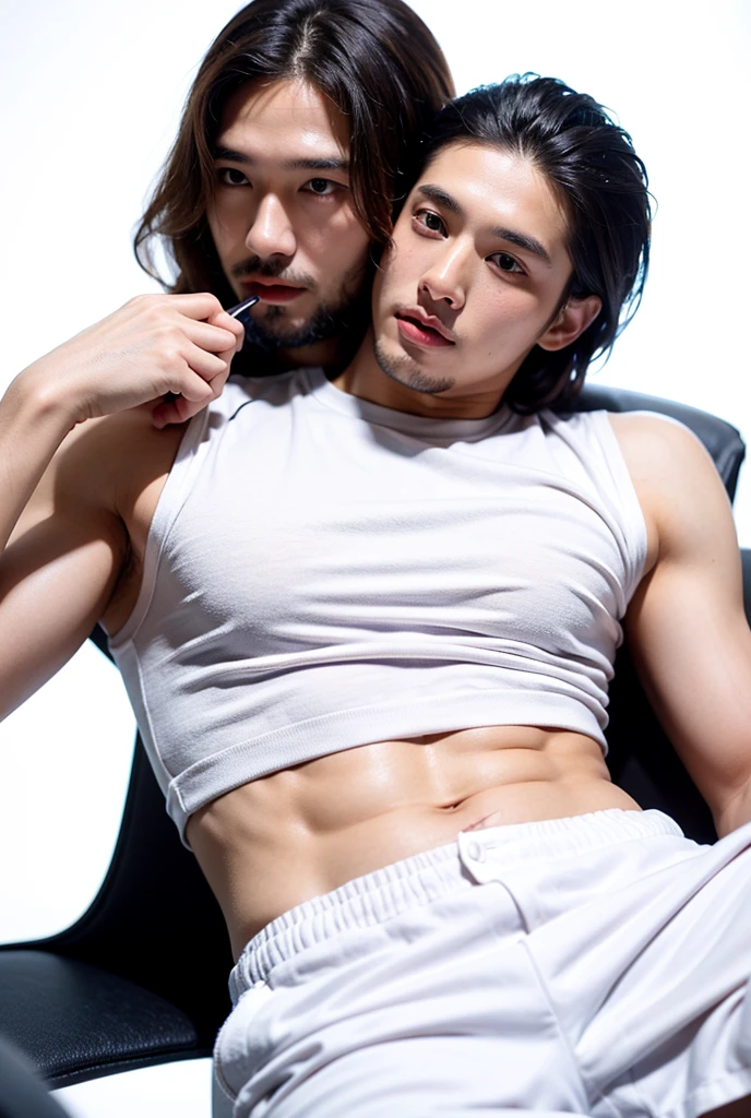 Men's dress shirts、high resolution、Portrait、independent、Exclusive photographer、Curly ponytail、