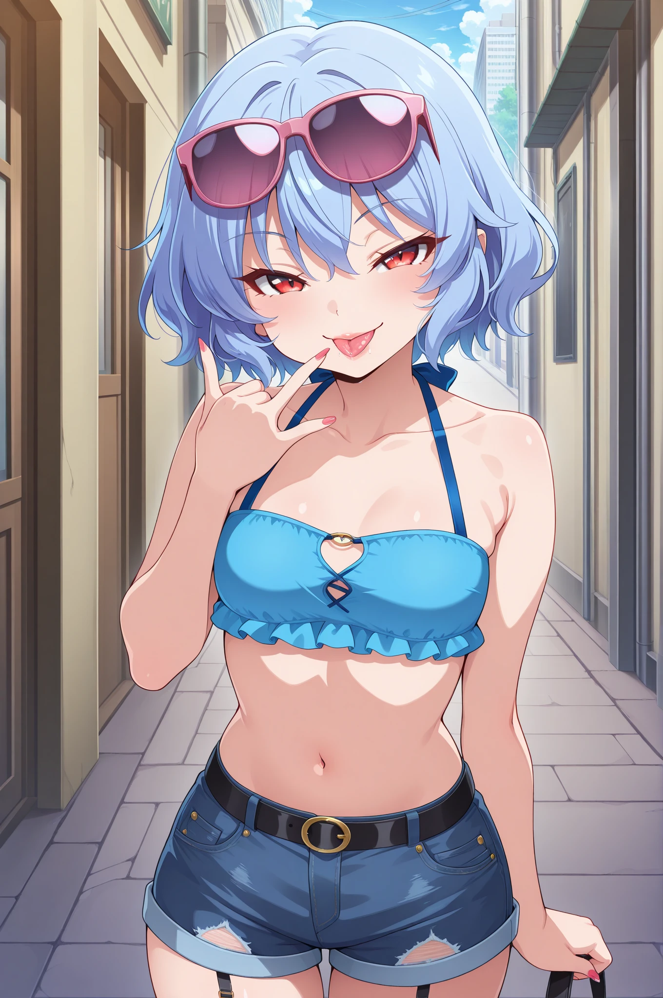 (masturbation:1.2)、bikini、Short jeans、