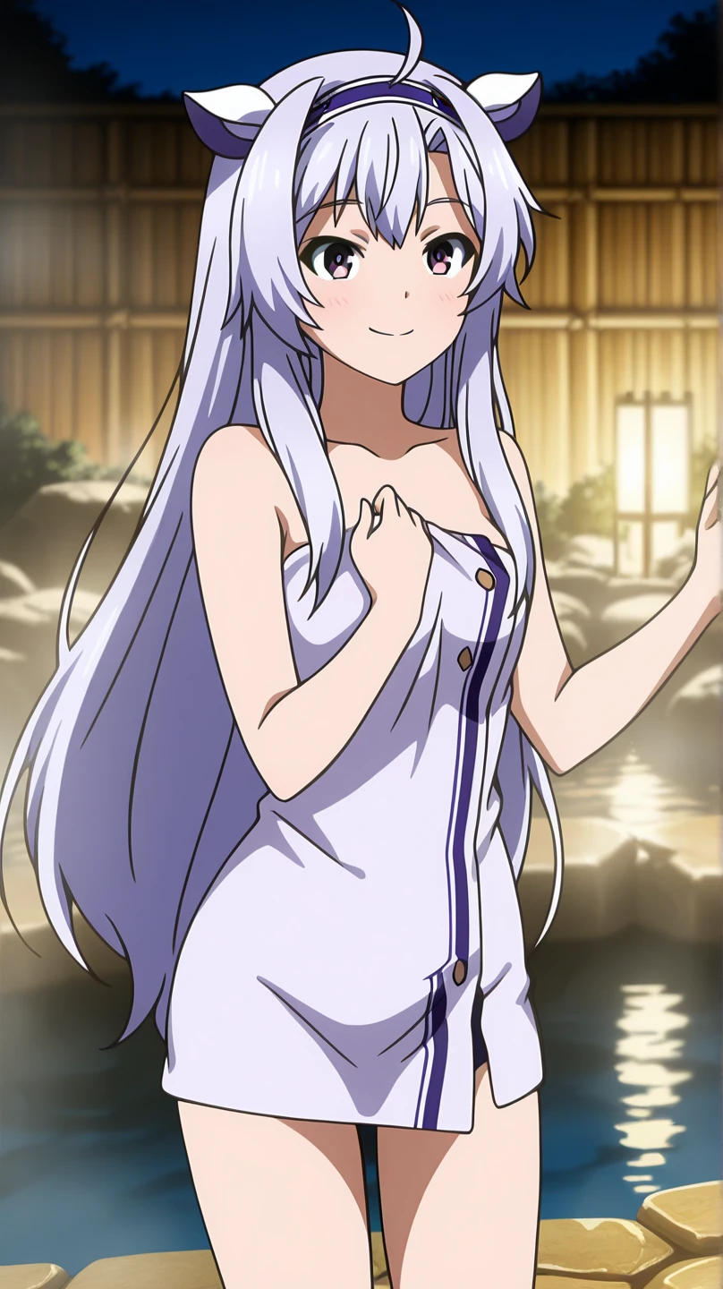 Cabello largo plateado, ojos verdes, dress, white clothes, flat ??????, sonrisa, happy, wolf ears, wolf tail, abdomen lindo, muslos hermosos, forest, ???? tattoo