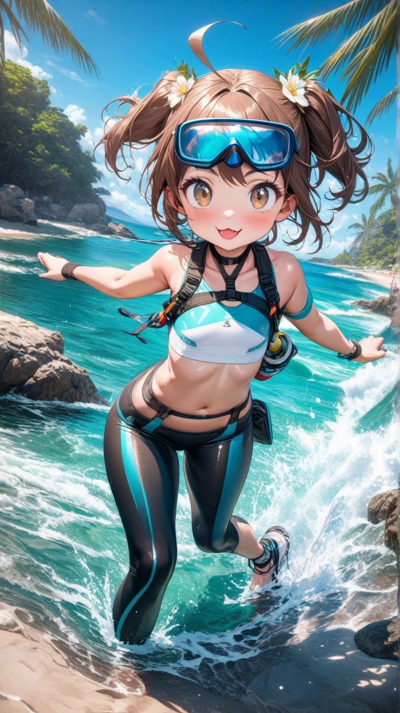 (absurdres, 8k, 4k, masterpiece, hyper extreme detailed:1.2), solo, 1girl, side view, perfect face, 1girl, portrait, looking at viewer, solo, standing, Female, toned body, mature female, , pale, auburn hair, messy hair, enthusiastic, fun, tomboy, green eyes, swept bangs, streetwear, smirk, medium body, tomboy, crazy face, crazy smile, crazy eyes, wind, windy hair, moving hair, bandages, gauze, reckless, short hair, adventurous, loose clothes, baggy clothes, confident, gloves, goggles, fearless, expressive, rock climbing, ropes, rocks, cliff, tethers, helmet, knee pads, gloves, climbing, athletic, rugged, dirty,
