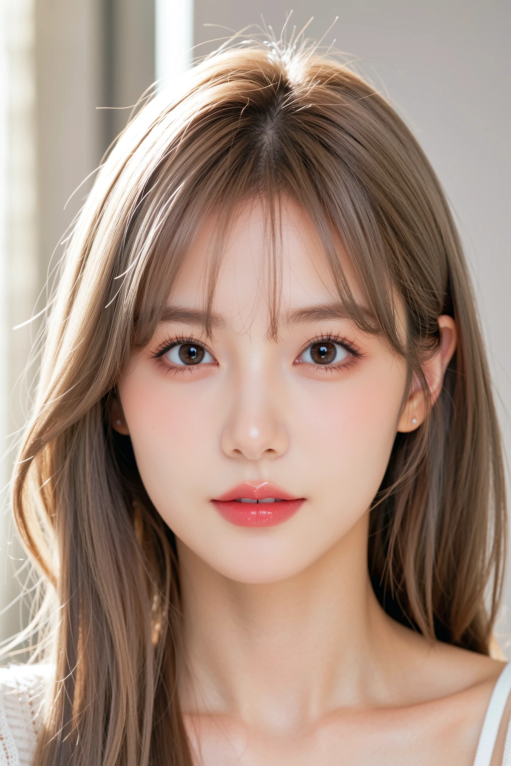 (((Blonde、forehead、Blonde、White background)))、An innocent 18-year-old girl、((Frills、race、tight、Blonde、forehead、Dramatic Pose))、smile、Long Hair、White background、RAW Photos、(8K、Highest quality、masterpiece:1.2)、(Exquisite detail:1.4)、(Realistic:1.4)、Octane Rendering、Complex 3D rendering with ultra-detail、Studio Soft Light、Rim Light、Sharp details、Very detailed、Realistic skin texture、detailed aspects、Beautiful details、Very detailed CG Unity 16k 壁紙、Compensate、(Detailed Background:1.2)、Shiny skin、Upper body close-up