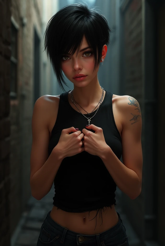 
jill valentine, style réaliste, pieds nus, qui joue a la console