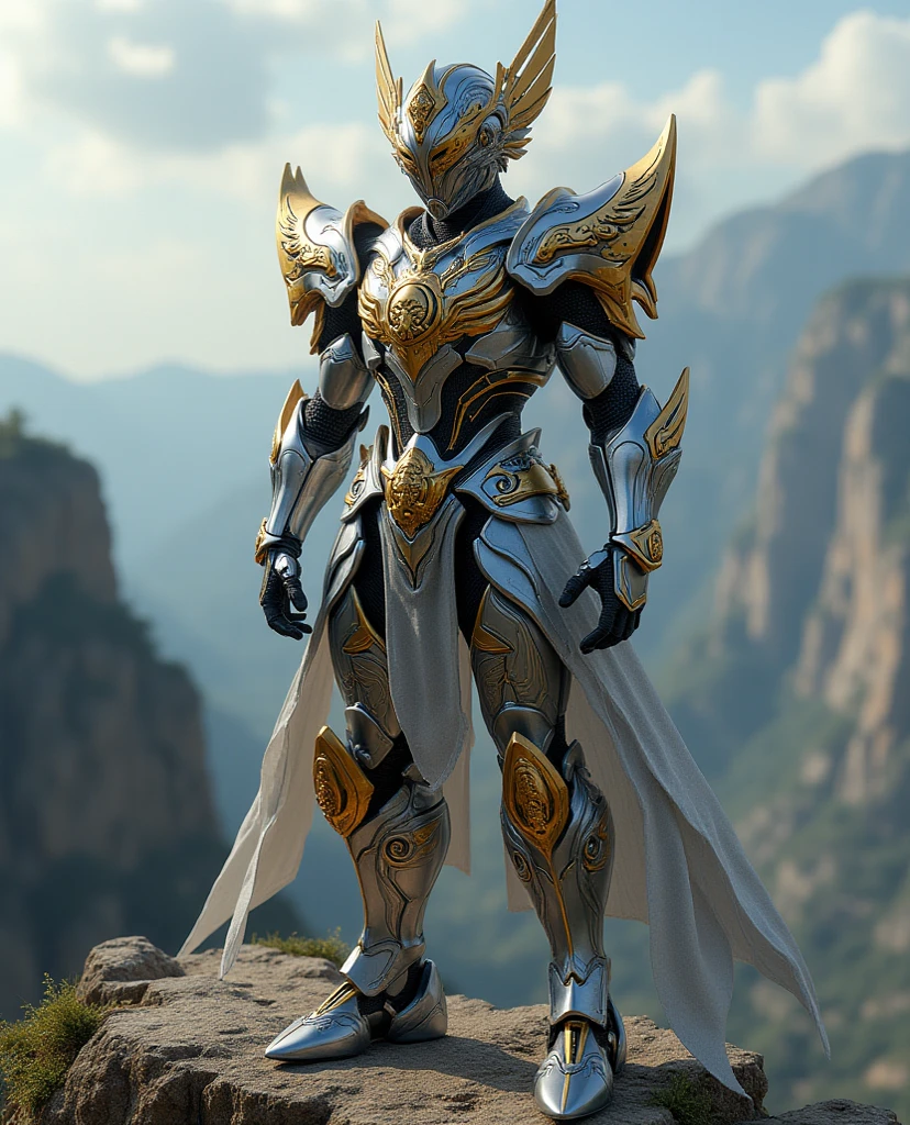 Quarter body photorealistic handsome hunky fractal masculine Helios  wearing a white with gold   crystal chrome glass trimmings super suit , look at camera, detailed face parts,, sunshine as background, Freestyle Pose, Happy Expression, perfect , symmetric body,, 18 years old,  :: high detail, a lean athletic body, realistic, human skin, extremely detailed fingers,  chad chin,, masculine, human skin, , gorgeous, Attractive. super bulges in action . camera focus face front 