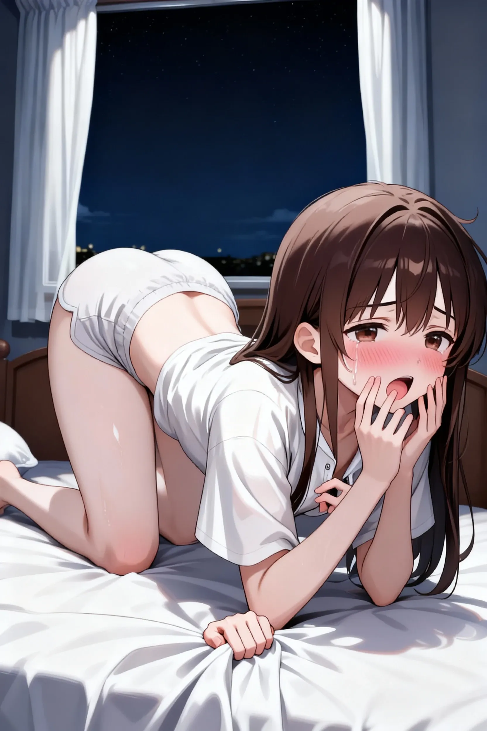 (Tabletop、8k、masterpiece、最high quality)、((Half Up)), beautiful, Absurd,((Two Girls, twins) 、Brown eyes、Brown Hair、Messy Long、Fluffy hair、Delicate eyes、Adorable, Brown outerwear、Light brown sweater、((Scared)), Most detailed, high quality、(((cry)))、(((missionary, 1boy, , lying, vaginale,  pov, , , nsfw)))、nose blush、steam、Shiny Hair、非常に細かくてbeautiful明るい目、非常に精細でクリアでbeautiful顔, Awards, Anatomically correct、((Scared))