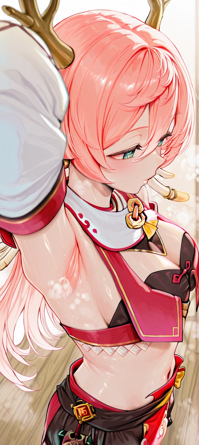  wearing surgical gloves, in the art style of Yoshitaka Amano.