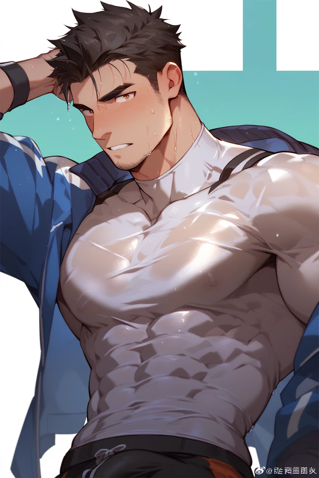 masterpiece, best quality, face, natural eyes, 1man, european, big feet, black socks, (no shoes), full body, , large bulge, long legs, looking at viewer, 30 years old, muscled and mature, short haircut, a soldier walking in the battlefield, soldier, battlefield, side face, blue eyes, flush, organism, face covered with white fluids, sweating, tight cloth, erecting, open chest, , , sexy