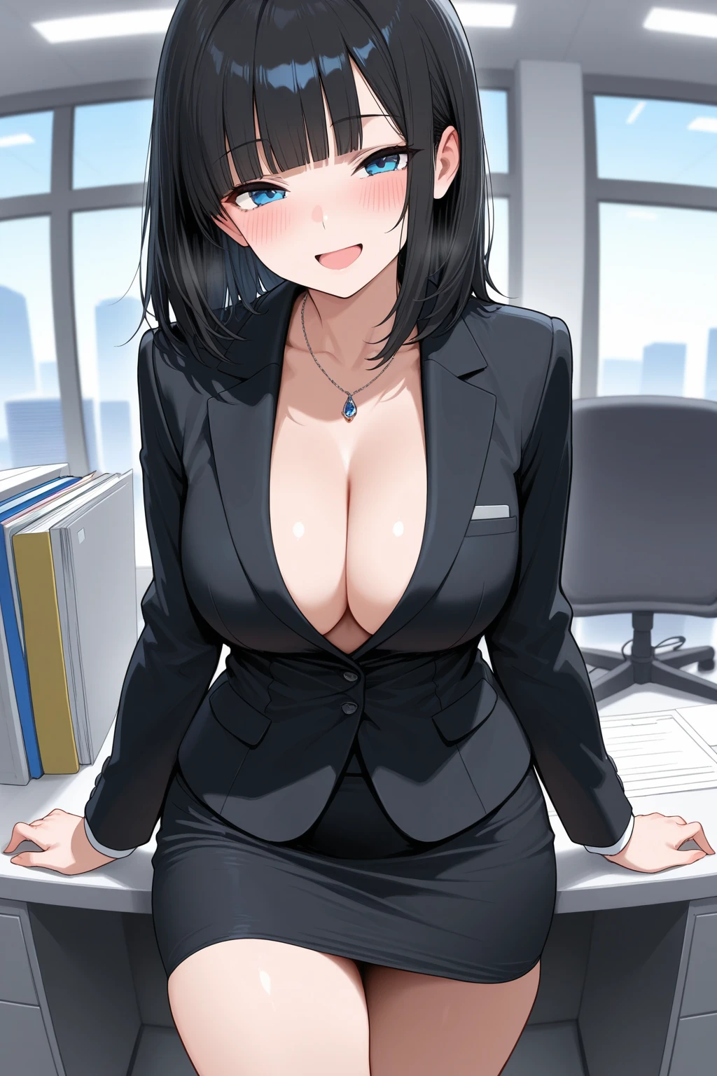 dildo_Under_Cloth:1.2,sideboobs,low angle shot,High Definition, Masterpiece, Top Quality, 8k, Company, Laptop, One Girl, Angry, Brown Hair, Short Curly Hair, Ponytail, Mature Woman, Office Lady Outfit, Office Lady Outfit, Pantyhose, Nameplate, Earring, Necklace, Holding Paper, File Filing.