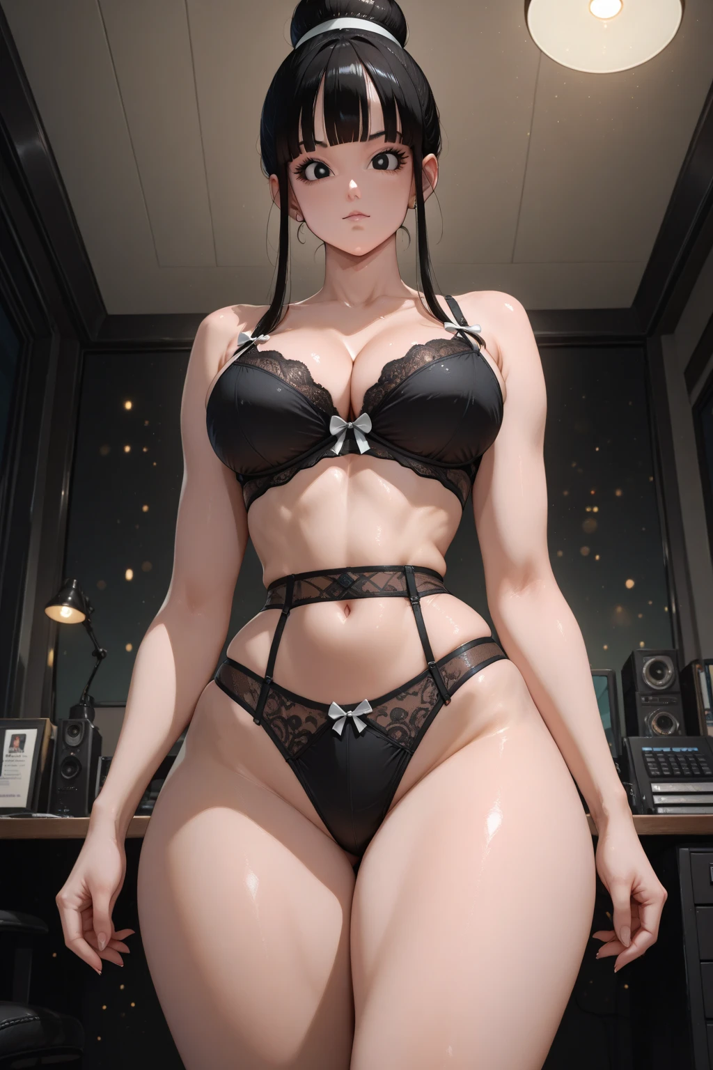 masterpiece,highest quality,wonderful,finely,High resolution,1 Girl, ?????????????,(????? ??????:1.3), Black Hair, Glasses, Green Eyes,Twin tails,full body