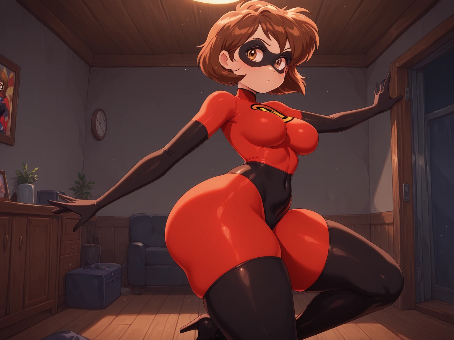 (((helen parr)))8k,((incredibles))(((Amazing tits)))caliente, hermosa,((Hornie)),(((viste un su atuendo )))((tiene ropas ajustadas)))8k, hiperrealista todo como un motor irreal trazado de rayos render ((estilo humano hiperealista)),(((Empty dark background))). hiperrealista todo como un motor irreal trazado de rayos render estilo humano realista ,(((Empty dark background)))., Suavemente iluminado, Intimo exquisito detalle, foco nítido, intrincadamente detallado, rewarded photography, small-catchlight, bajo contraste, alta nitidez, -symmetry, profundidad de campo, cinematic background, Renderizado del motor irreal, Imagen central, dream-like, Suavemente iluminado, intimo, imagen de cuerpo completo ,cuerpo completo,((tetona)),((piernas torneadas)) perfect ass , hdri