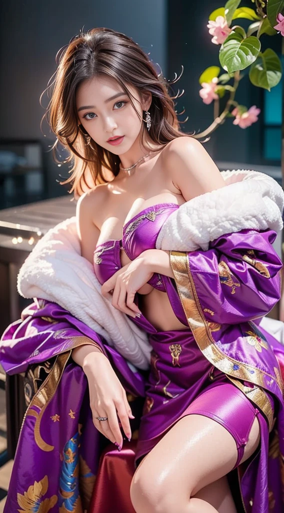 Princess milf yume in the purple kimono, 8k resolution, , noriyoshi ohrai, official art, rococo portraitures, light yellow and dark emerald, blink - and - you - miss - it detail
