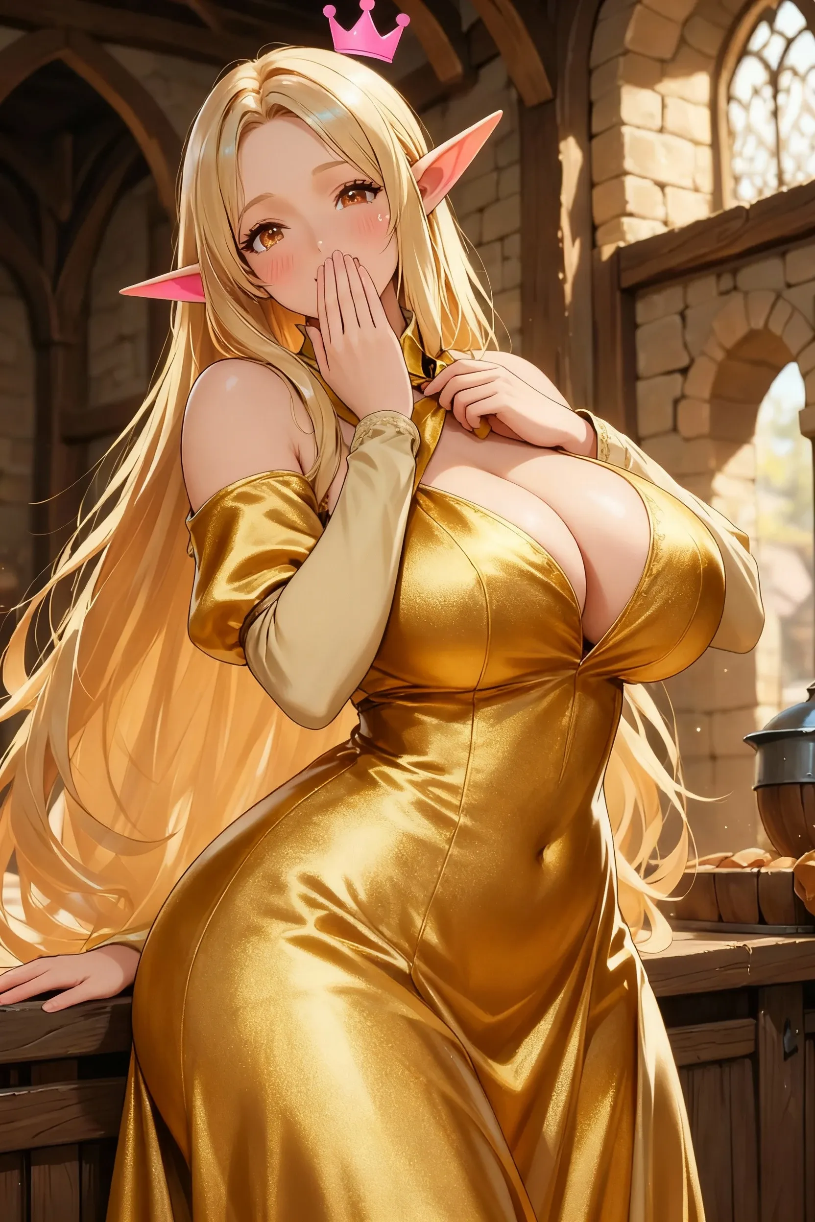 TsunadeNS, tsunade_senju, woman delicate, beautiful fingers, beautiful bright eyes, delicate hands, impossible clothes, taut shirt, thighs, sweet, (best illumination, an extremely delicate and beautiful), (exceptional, best aesthetic, new, newest, extremely detailed, anime:1.2), intricate_detail, official art, finely detailed beautiful face, overexposure, 1girl, solo, huge and saggy , kimono, cleavage, smile, (depth of field), full body, (yellow hair:1.4), lips, alcohol, bottle, sake_bottle, cup, holding, off_shoulder, (masterpiece), (best quality), (ultra-detailed), sharp focus, detailed face, ((perfect )), long hair, (arm + hand + 1_thumb), Five fingers each, perfect hands, (best shadow), high-resolution illustration, 8k, dark intense shadows, high resolution, (beautiful detailed face), ((high contrast)), ((cinematic light)), high quality anime, anime art style, perfect lighting, (intricate details), colorful, hyper detail, dynamic angle, light around the character, particles, (Behavior: relaxed, carefree, free-spirited), open sky, (highly detailed background:1.0), soft lighting, (very detailed background:1.0), ((landscapedwith beautiful in the background, wind in the forest with many falling leaves and beautiful clouds)), (best possible illustration), water and rivers, mountains and nature, tree and leaves, wind and particles,(thepit bimbo:0.9)