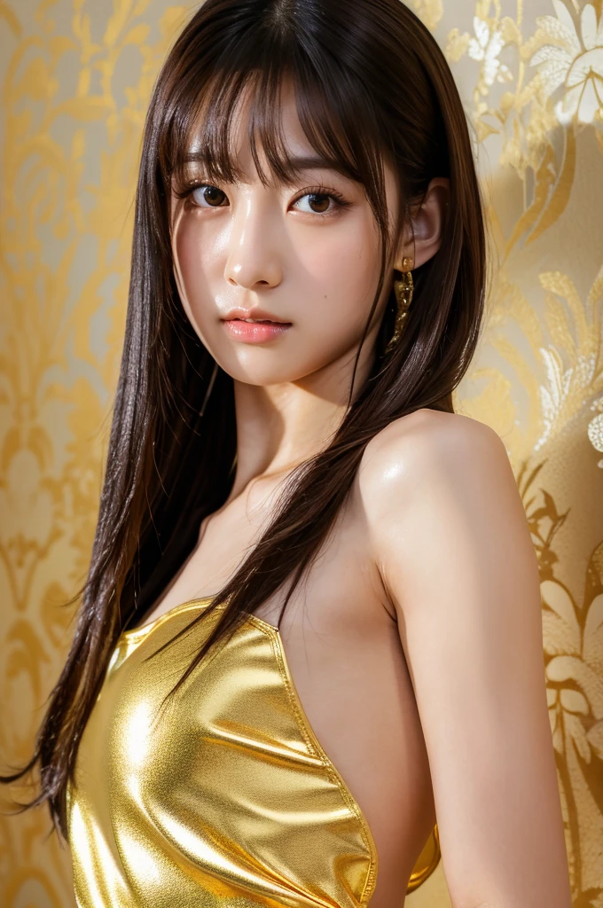 (Neon Lights, at crowd night street, 1 girl, small ???????, ????? gold satin robe and panties, belly button, sneakers, medium brown hair, straight hair, hair down, ???????????, squatting:1.5), fair-skinned, glossy lips, skinny, body type, delicate and ???? clavicle, highest quality, RAW photo, realistic, face, incredibly ridiculous beautiful girl, cute, Depth of bounds written, High resolution, ultra detail, detailed, Very detailed, extremely detailed eye and face, sharp pupils, sharp focus