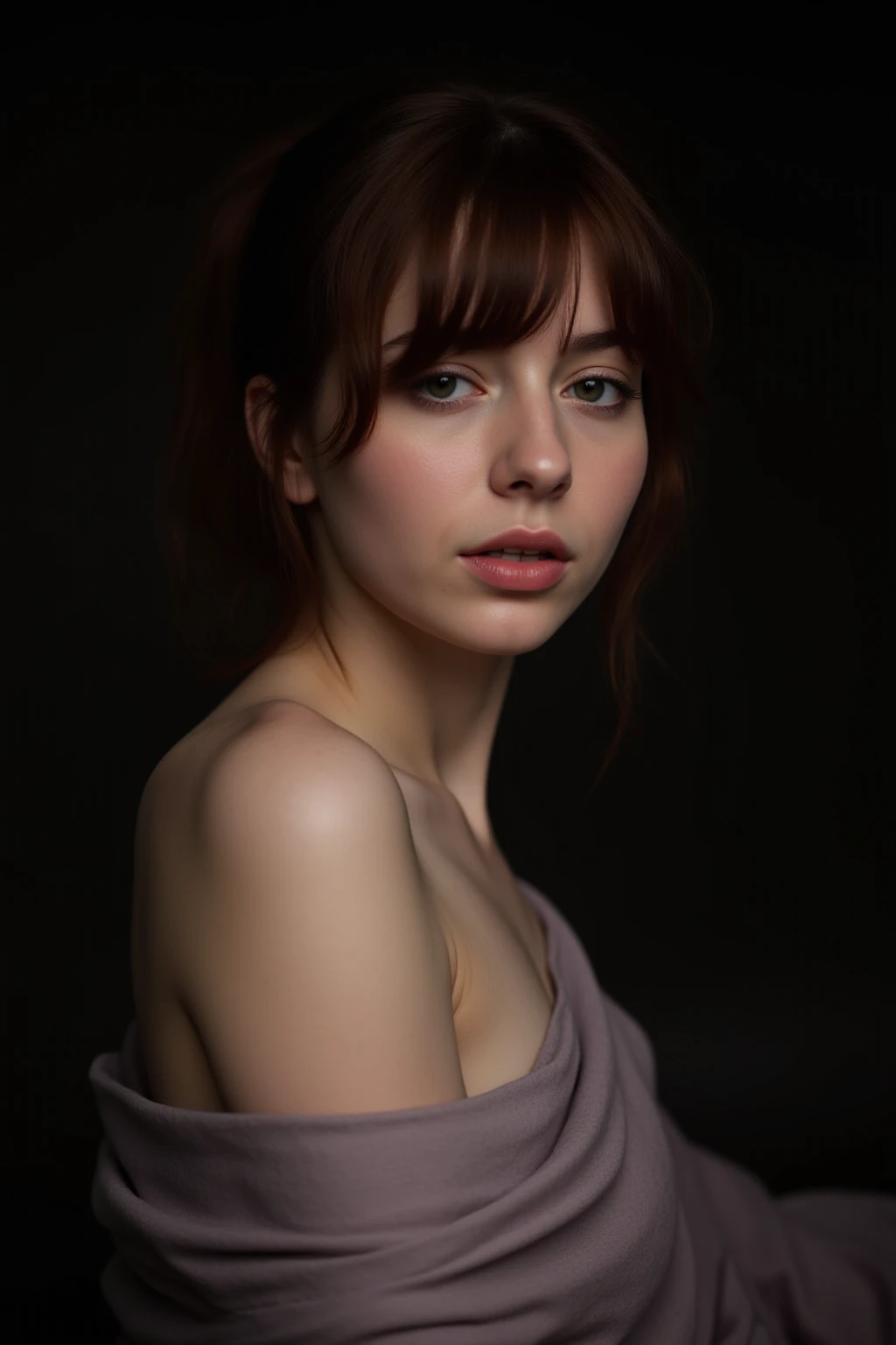 (editorial photograph of a 20 year old Tifa Lockhart), (highly detailed face:1.4) (smile:0.7) (background inside dark, moody, private study:1.3), dark background, by lee jeffries, nikon d850, film stock photography, 4 kodak portra 400 ,camera f1.6 lens, rich colors, hyper realistic, lifelike texture, dramatic lighting, cinestill 800, messy hair, serious, (freckles:].4), pale skin, cute sexy, , medium breasts